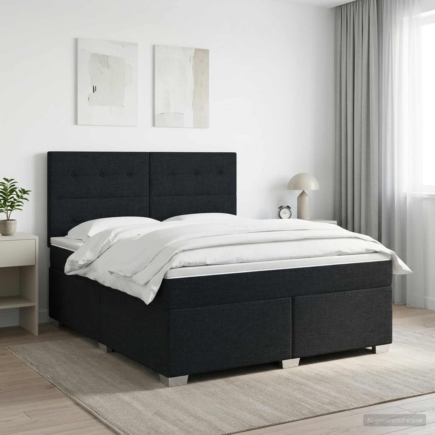 vidaXL Κρεβάτι box spring με στρώμα Μαύρο 180 x 200 cm Ύφασμα