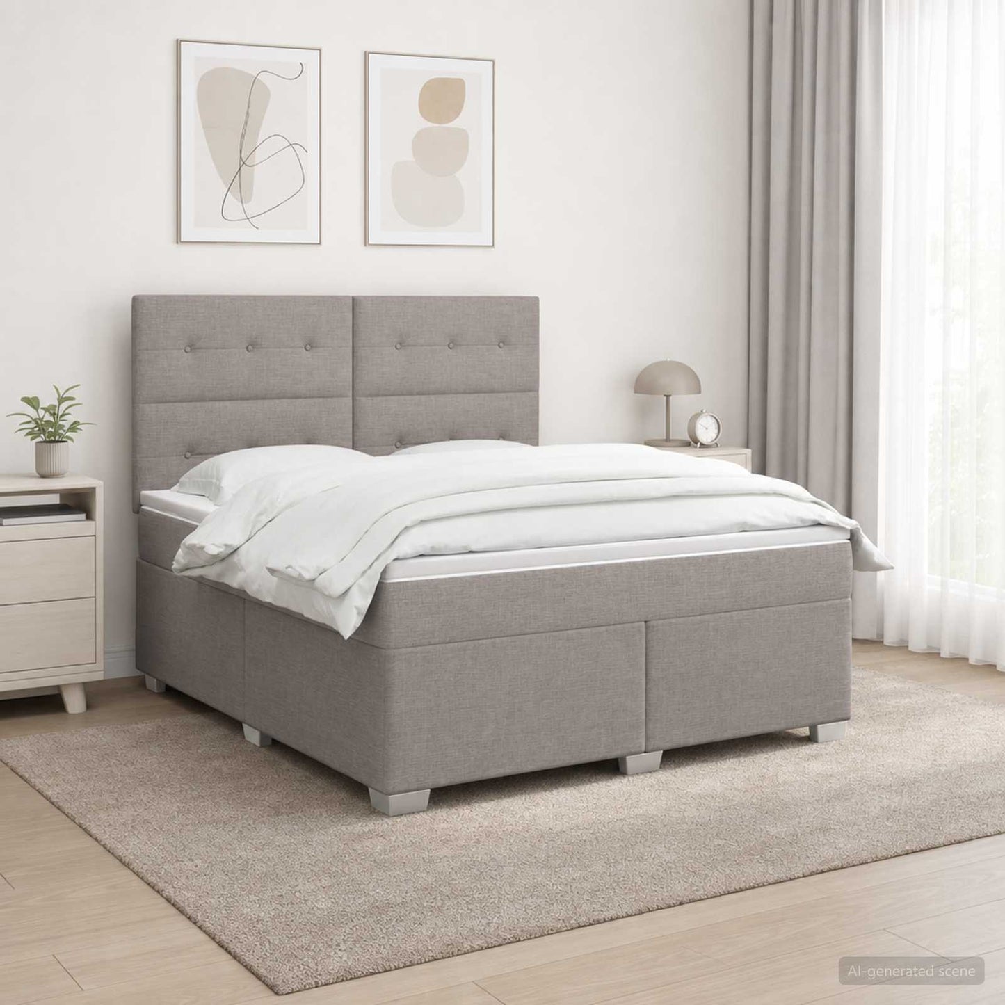 vidaXL Κρεβάτι box spring με στρώμα Taupe 140 x 190 cm Ύφασμα