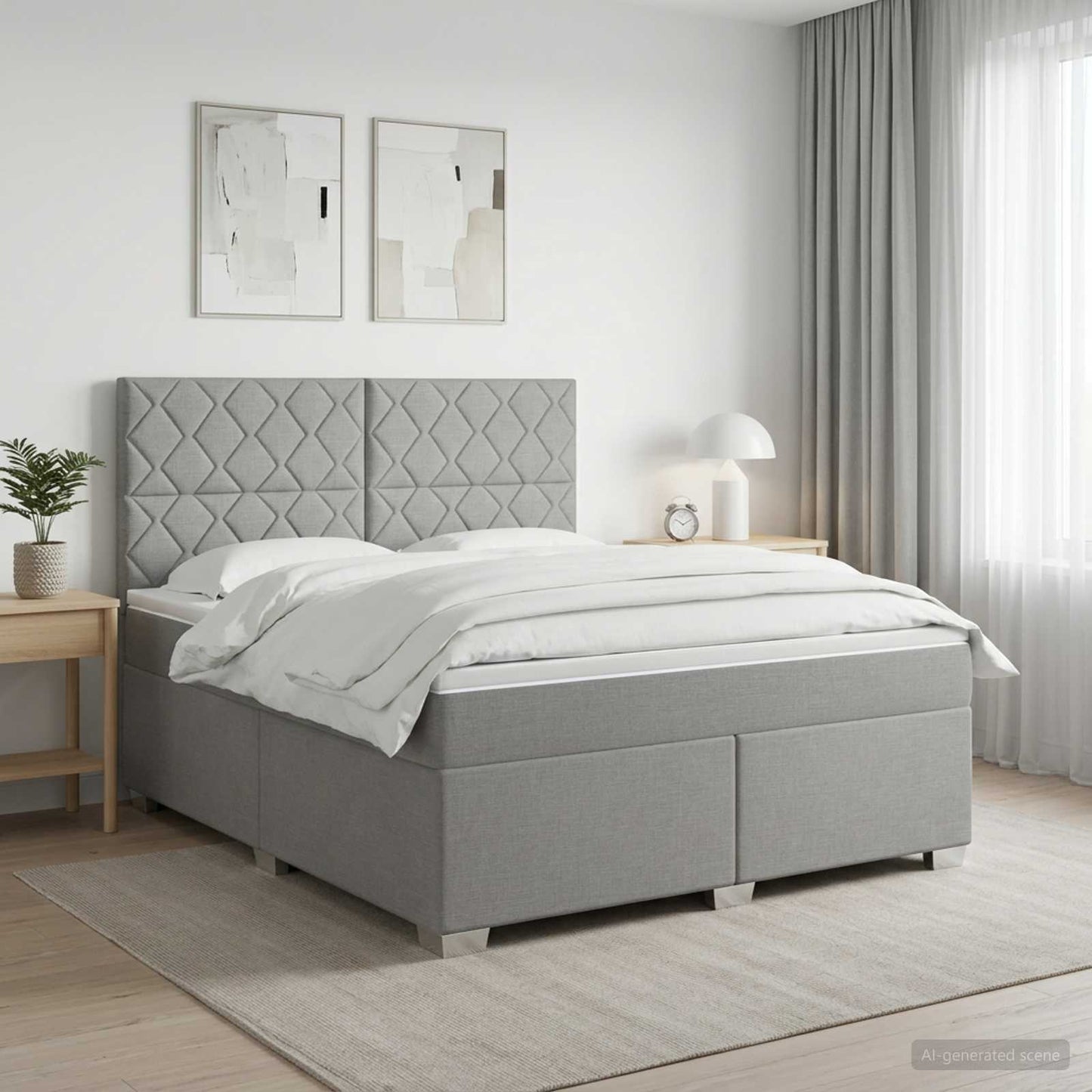 vidaXL Κρεβάτι box spring με στρώμα Ανοιχτό γκρι 180 x 200 cm Ύφασμα