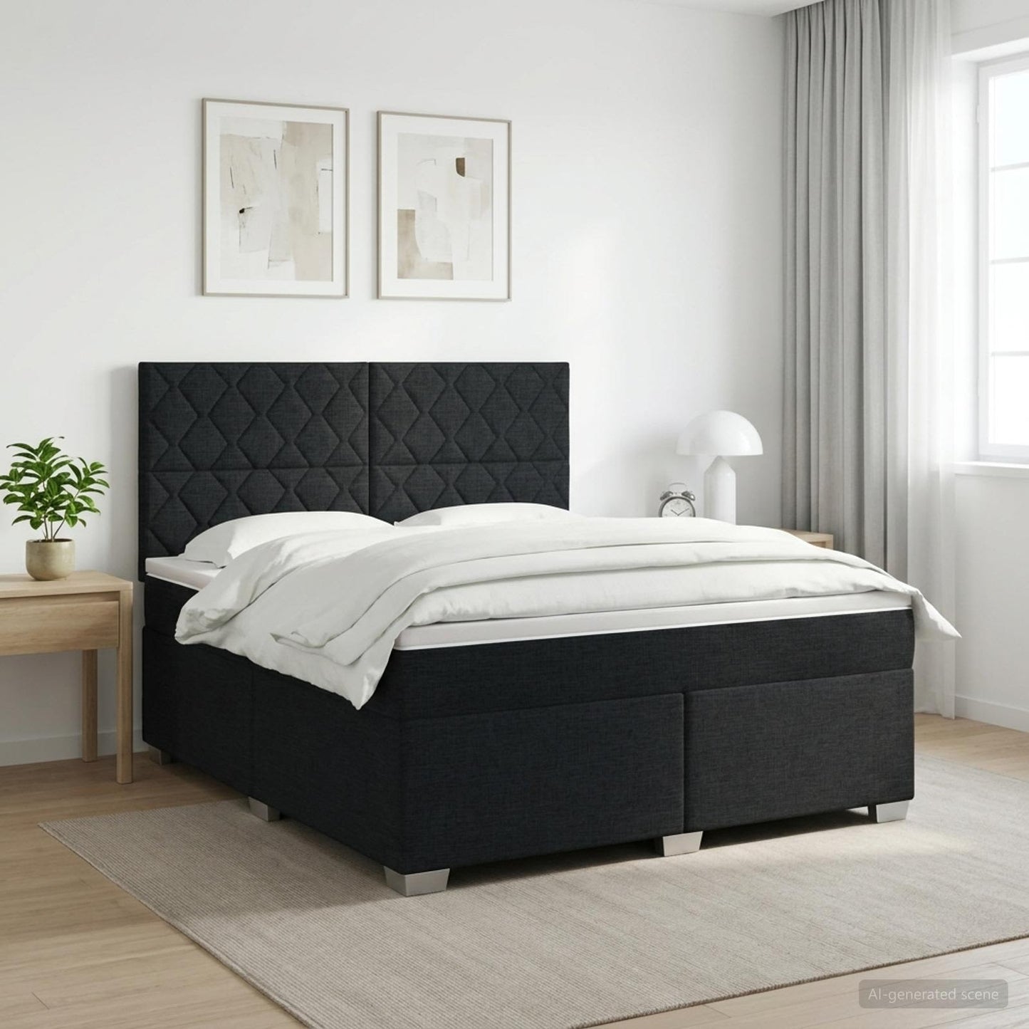 vidaXL Κρεβάτι box spring με στρώμα Μαύρο 160 x 200 cm Ύφασμα
