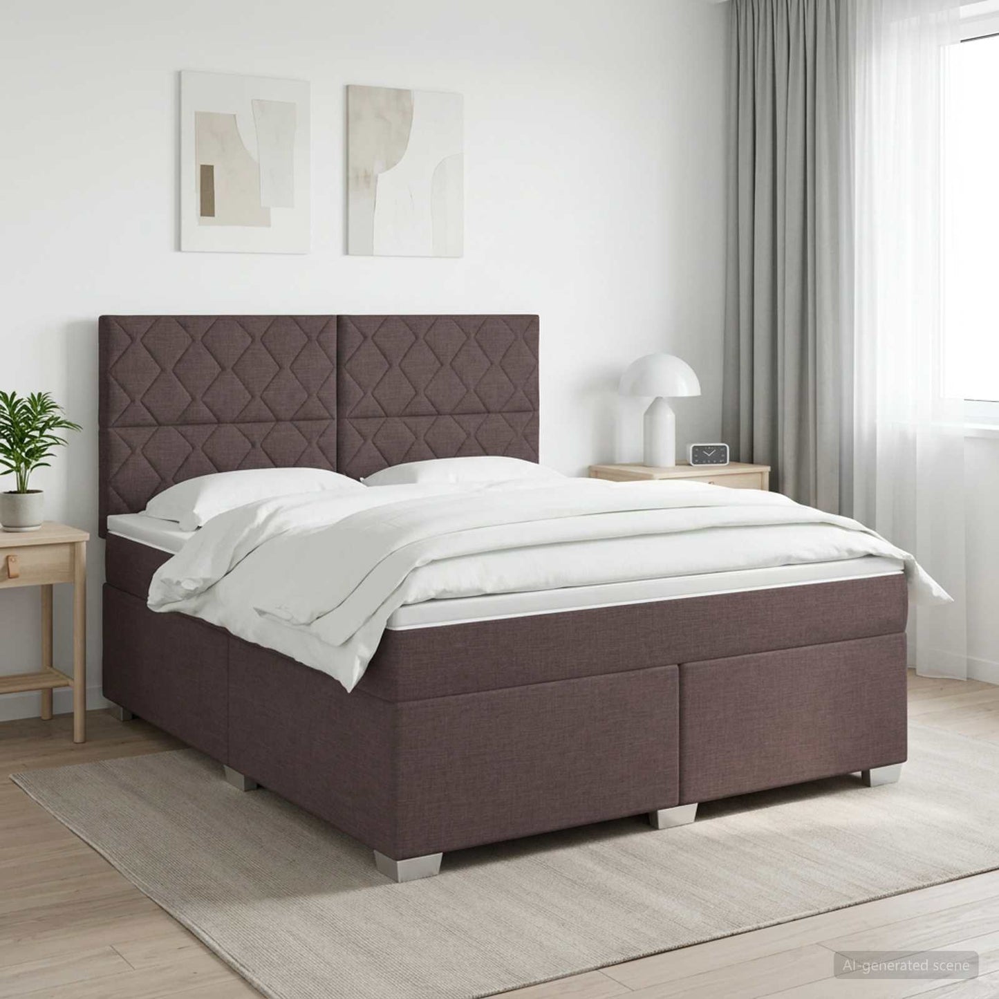 vidaXL Κρεβάτι box spring με στρώμα Σκούρο Καφέ 140 x 190 cm Ύφασμα