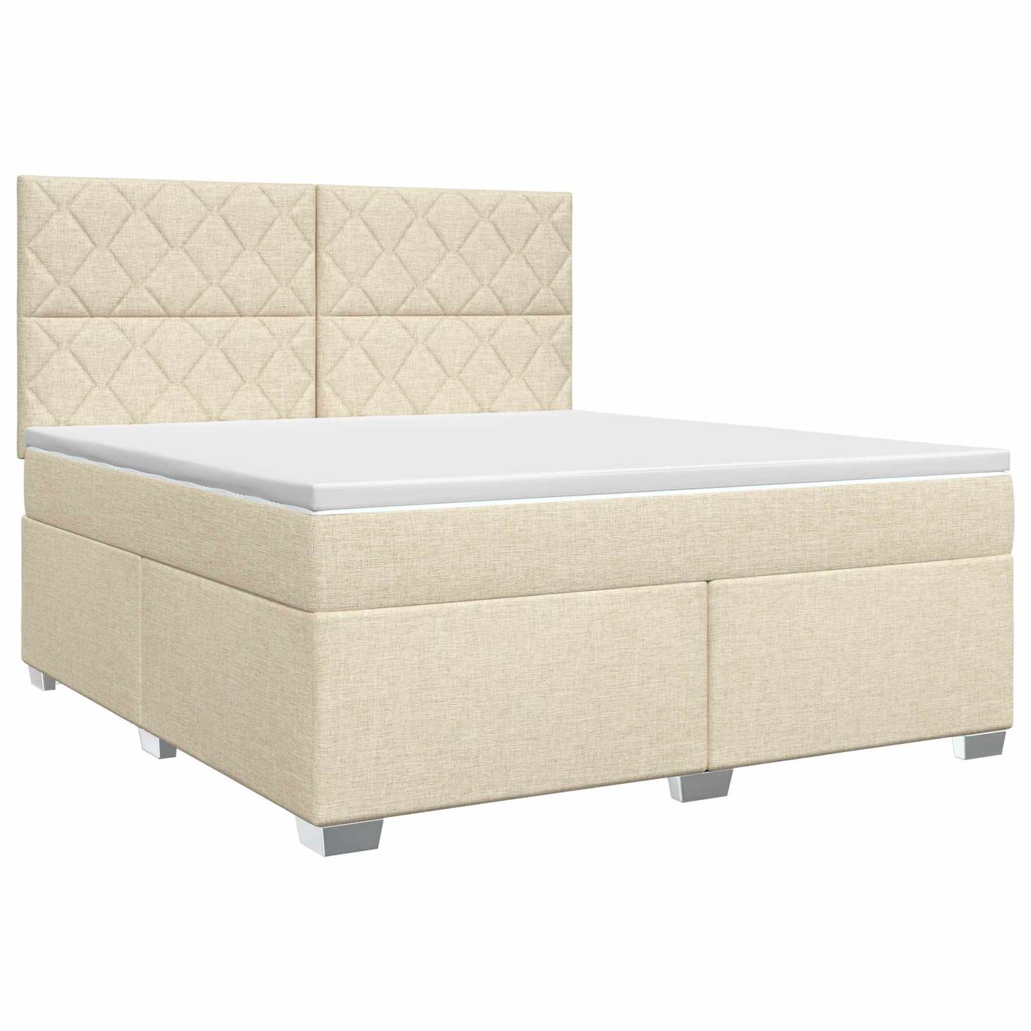 vidaXL Κρεβάτι box spring με στρώμα Κρεμ 180 x 200 cm Ύφασμα