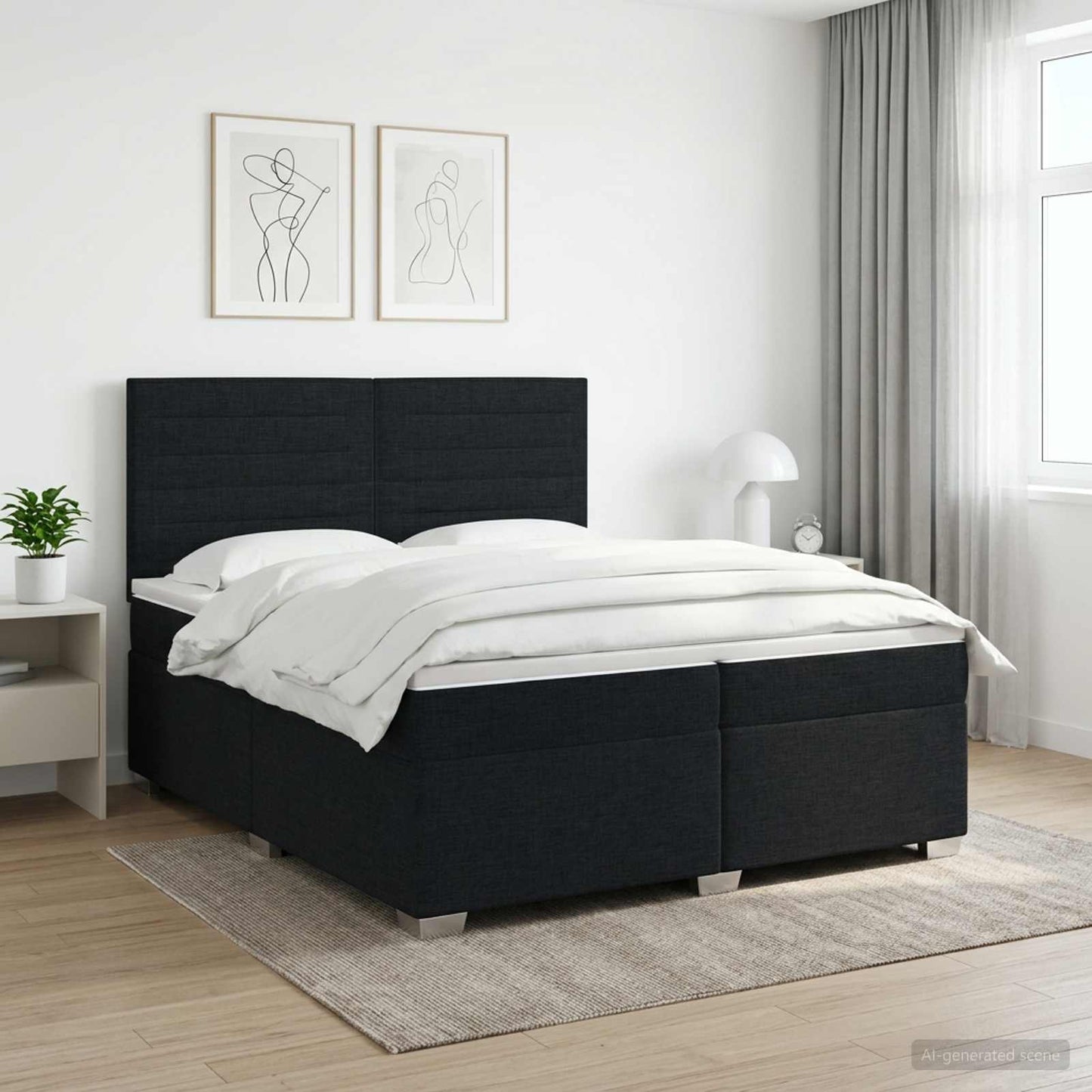 vidaXL Κρεβάτι box spring με στρώμα Μαύρο 200 x 200 cm Ύφασμα