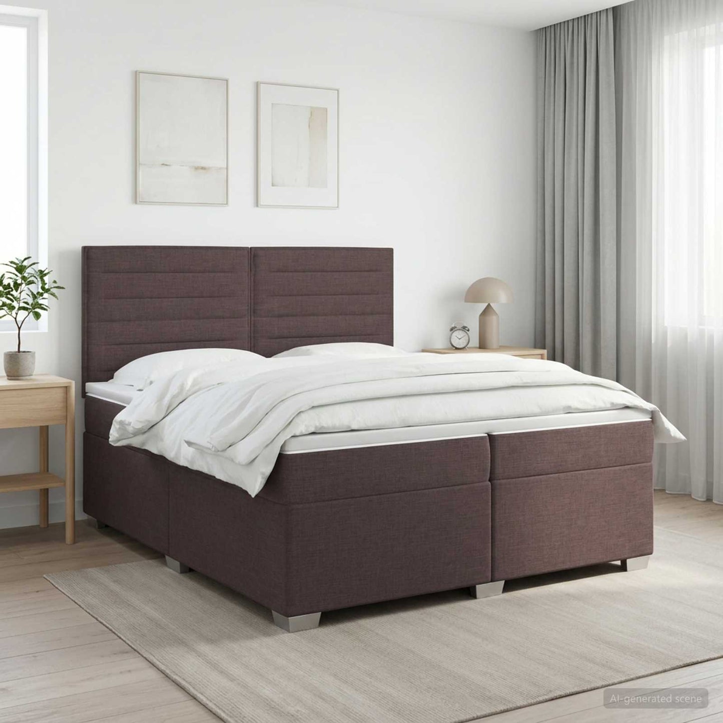 vidaXL Κρεβάτι box spring με στρώμα Σκούρο Καφέ 200 x 200 cm Ύφασμα