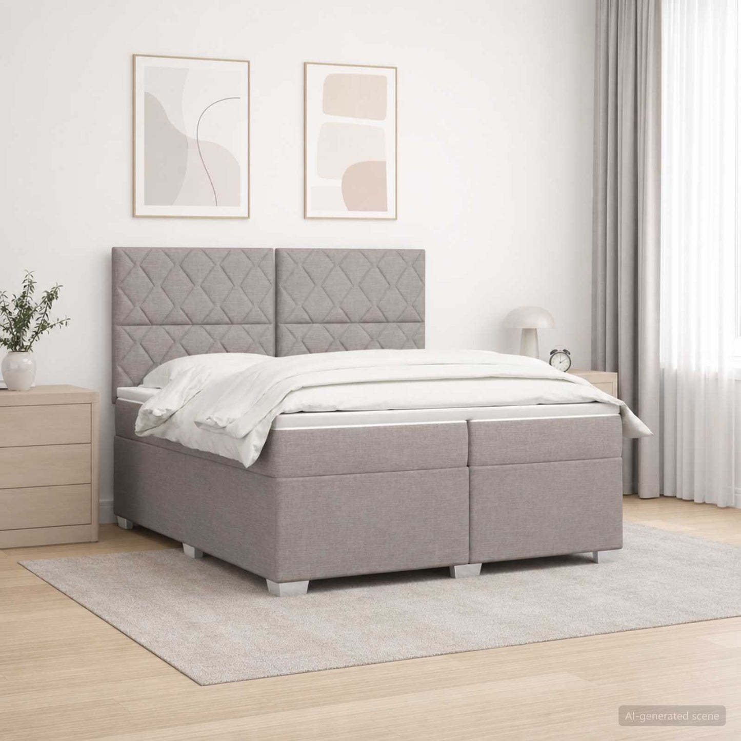 vidaXL Κρεβάτι box spring με στρώμα Taupe 200 x 200 cm Ύφασμα