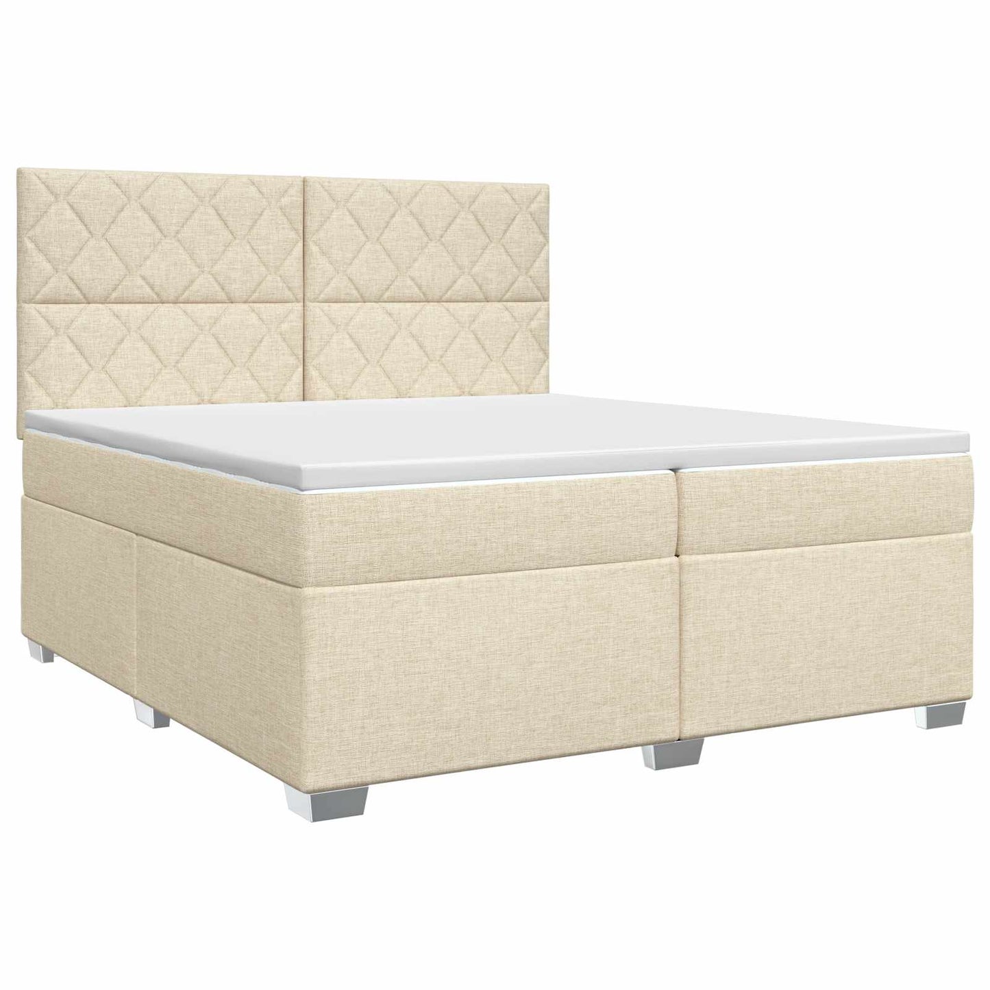 vidaXL Κρεβάτι box spring με στρώμα Κρεμ 200 x 200 cm Ύφασμα