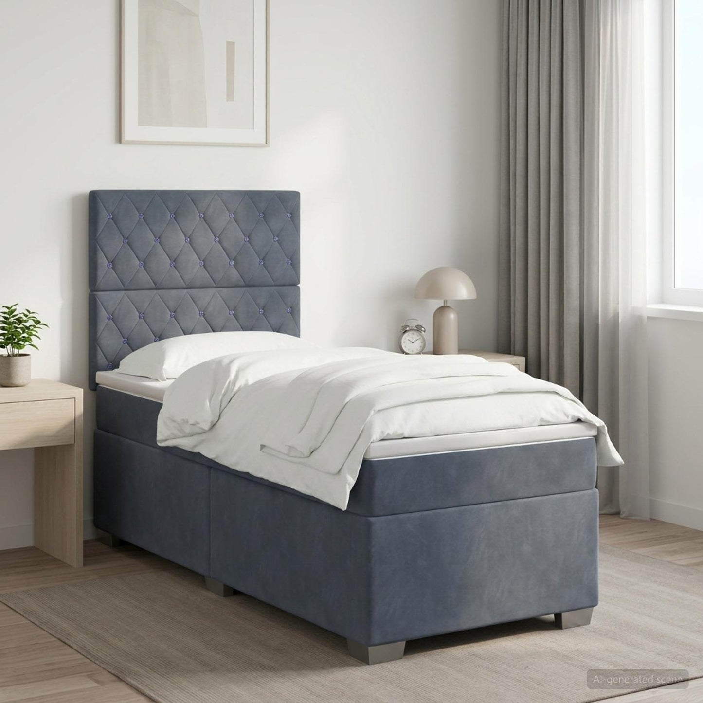 vidaXL Κρεβάτι box spring με στρώμα Σκούρο Γκρι 100 x 200 cm Βελούδο
