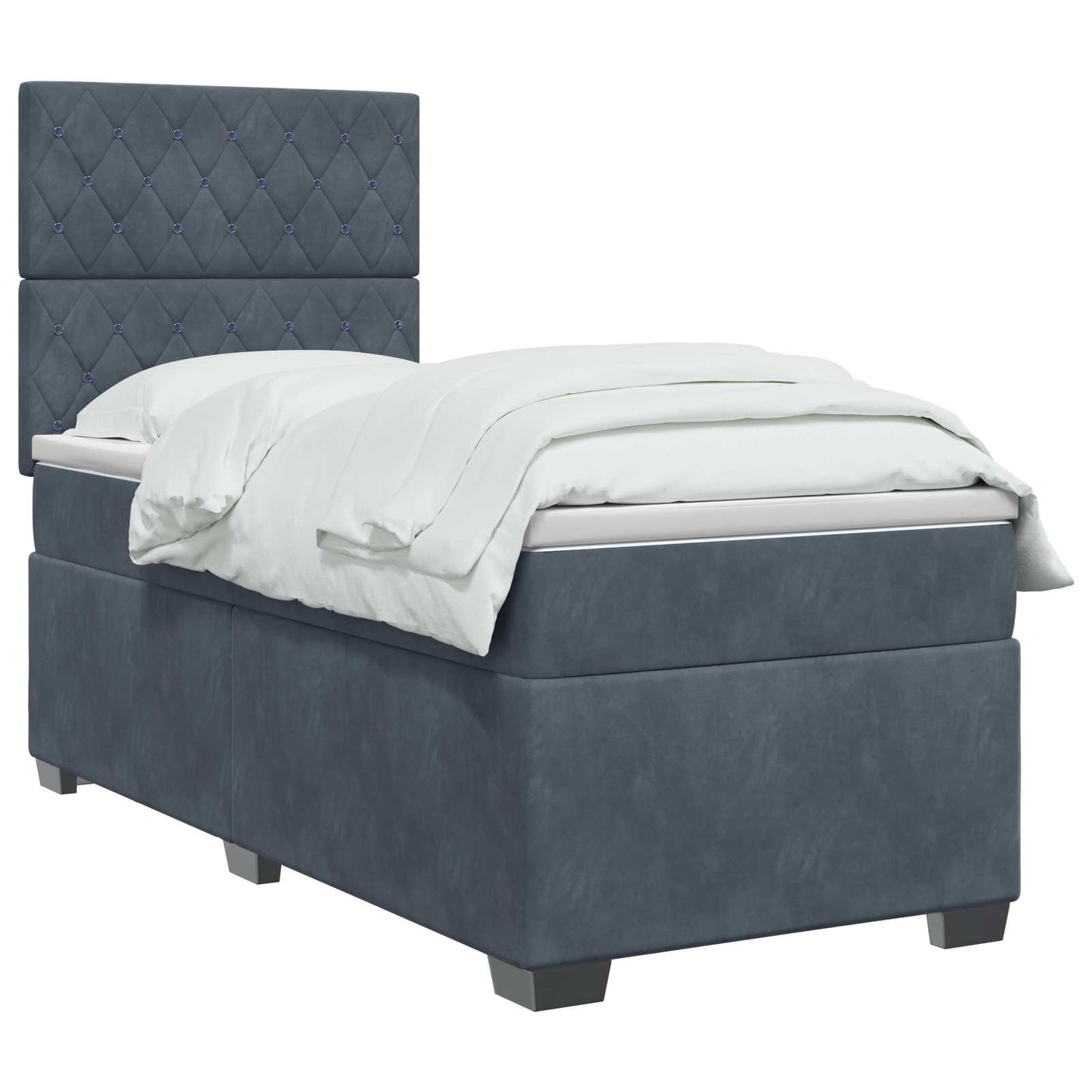 vidaXL Κρεβάτι box spring με στρώμα Σκούρο Γκρι 80 x 200 cm Βελούδο