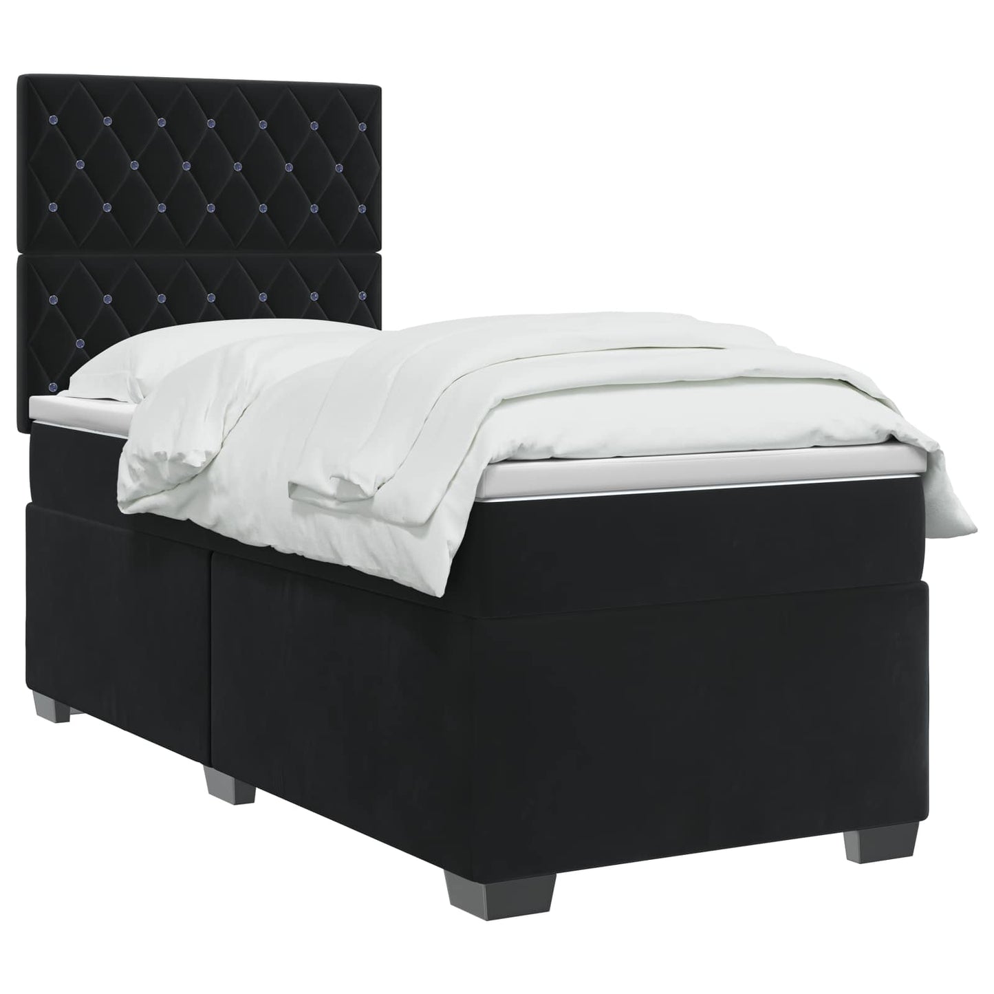 vidaXL Κρεβάτι box spring με στρώμα Μαύρο 80 x 200 cm Βελούδο