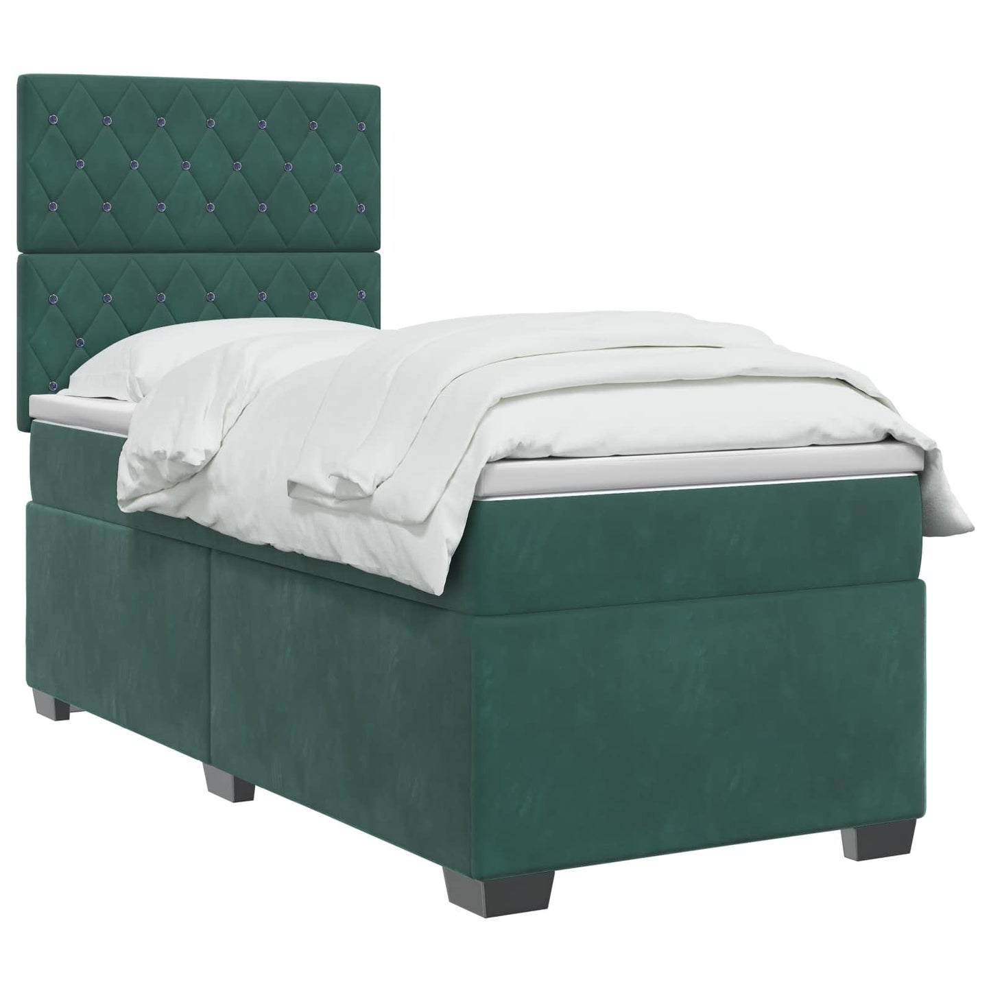 vidaXL Κρεβάτι box spring με στρώμα Σκούρο Πράσινο 80 x 200 cm Βελούδο