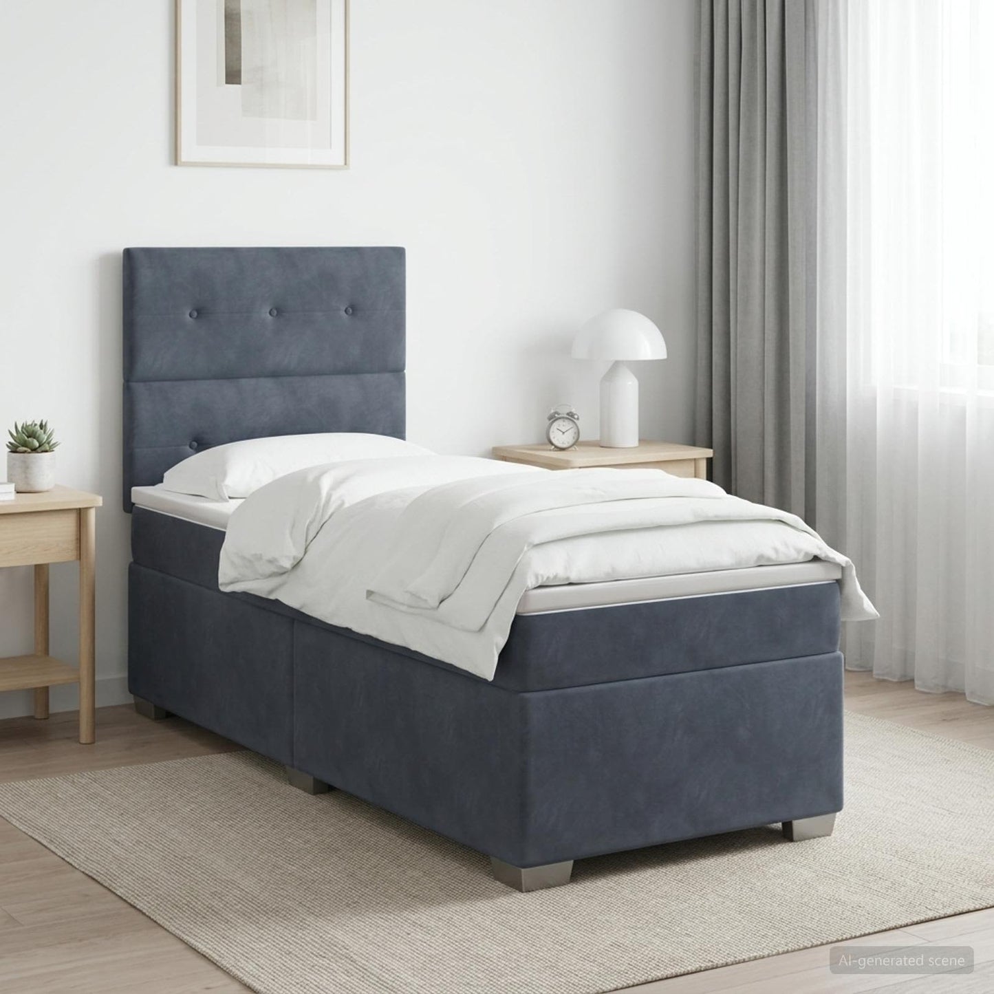 vidaXL Κρεβάτι box spring με στρώμα Σκούρο Γκρι Μονό Βελούδο