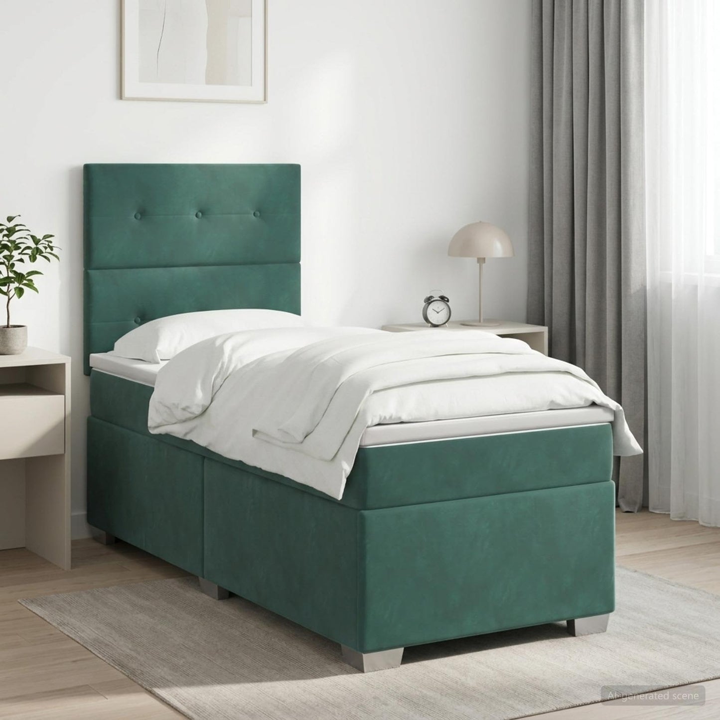 vidaXL Κρεβάτι box spring με στρώμα Σκούρο Πράσινο 80 x 200 cm Βελούδο
