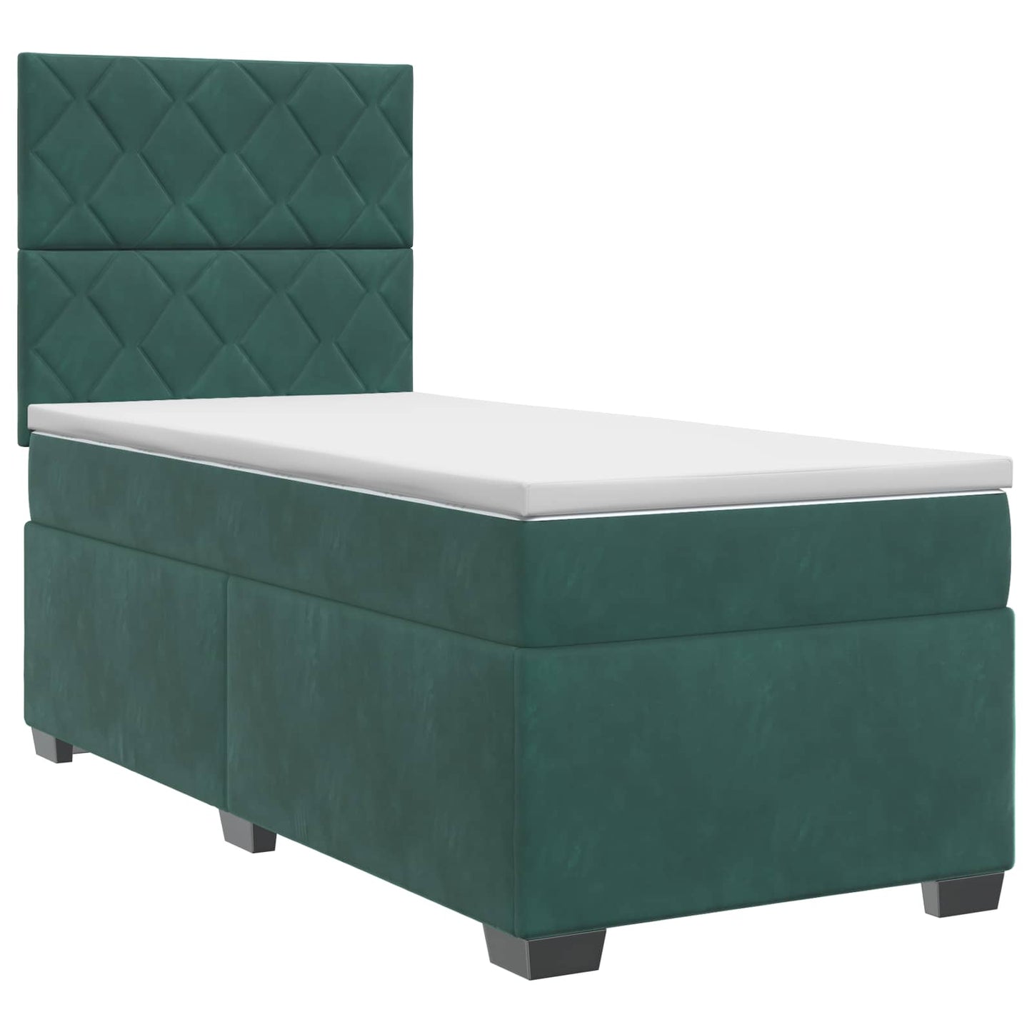 vidaXL Κρεβάτι box spring με στρώμα Σκούρο Πράσινο 80 x 200 cm Βελούδο