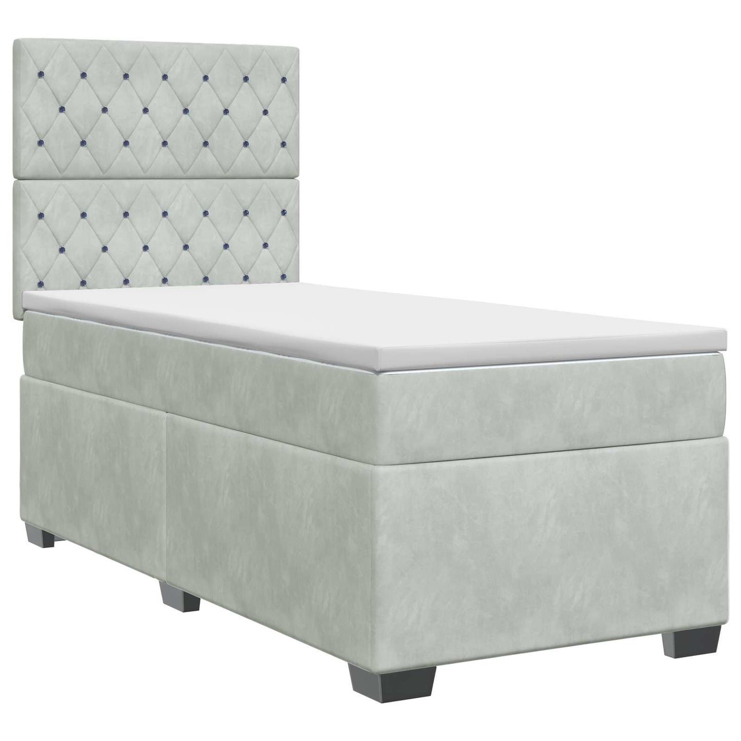 vidaXL Κρεβάτι box spring με στρώμα Ανοιχτό γκρι 90 x 190 cm Βελούδο