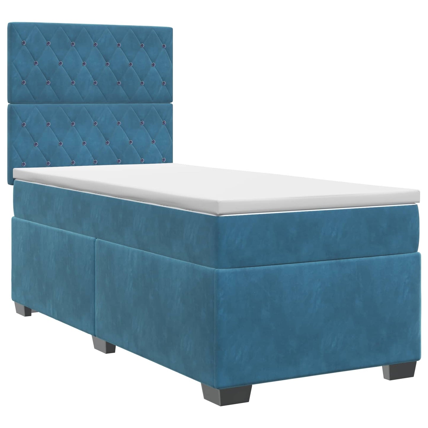 vidaXL Κρεβάτι box spring με στρώμα Μπλε 90 x 190 cm Βελούδο