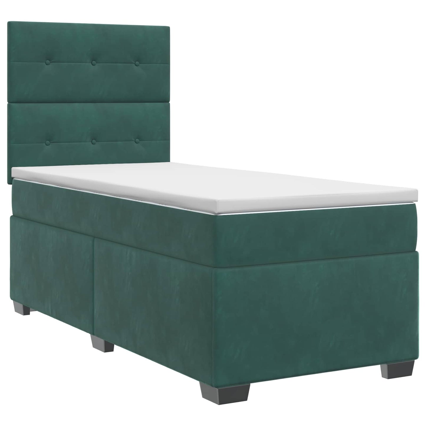 vidaXL Κρεβάτι box spring με στρώμα Σκούρο Πράσινο 90 x 190 cm Βελούδο