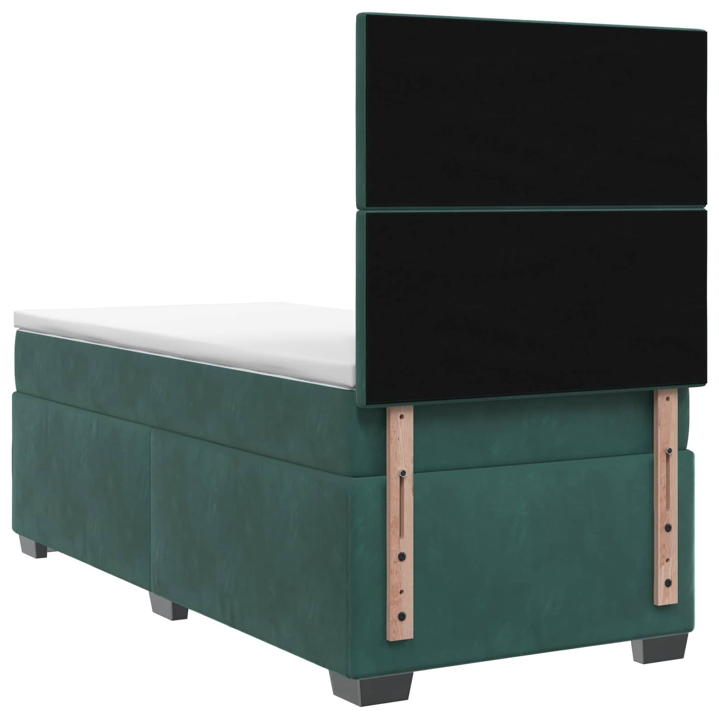vidaXL Κρεβάτι box spring με στρώμα Σκούρο Πράσινο 90 x 200 cm Βελούδο