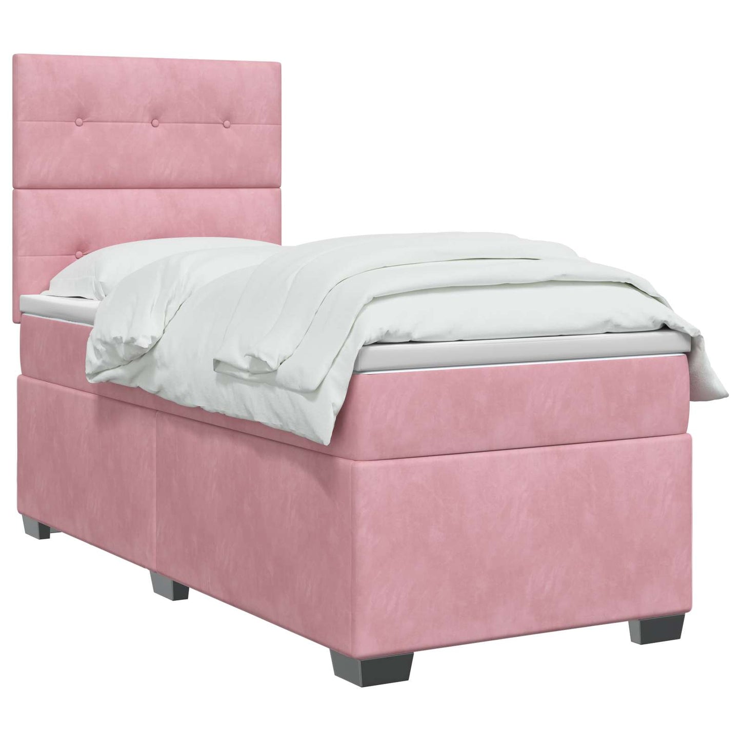 vidaXL Κρεβάτι box spring με στρώμα Ροζ 90 x 200 cm Βελούδο