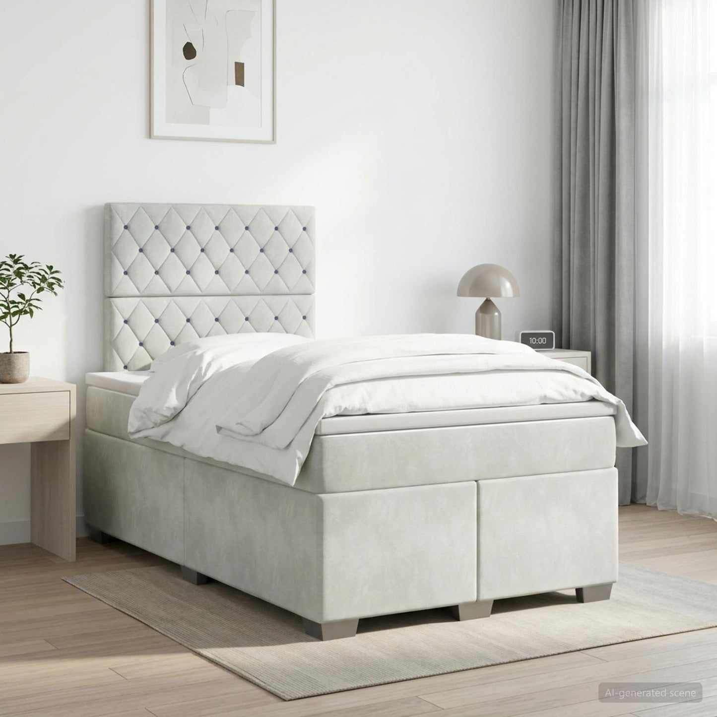 vidaXL Κρεβάτι box spring με στρώμα Ανοιχτό γκρι 120 x 200 cm Βελούδο