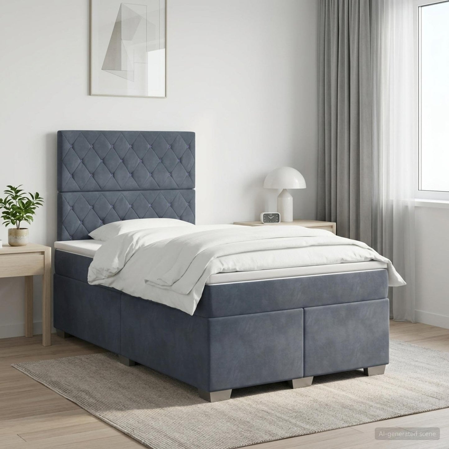 vidaXL Κρεβάτι box spring με στρώμα Σκούρο Γκρι 120 x 190 cm Βελούδο
