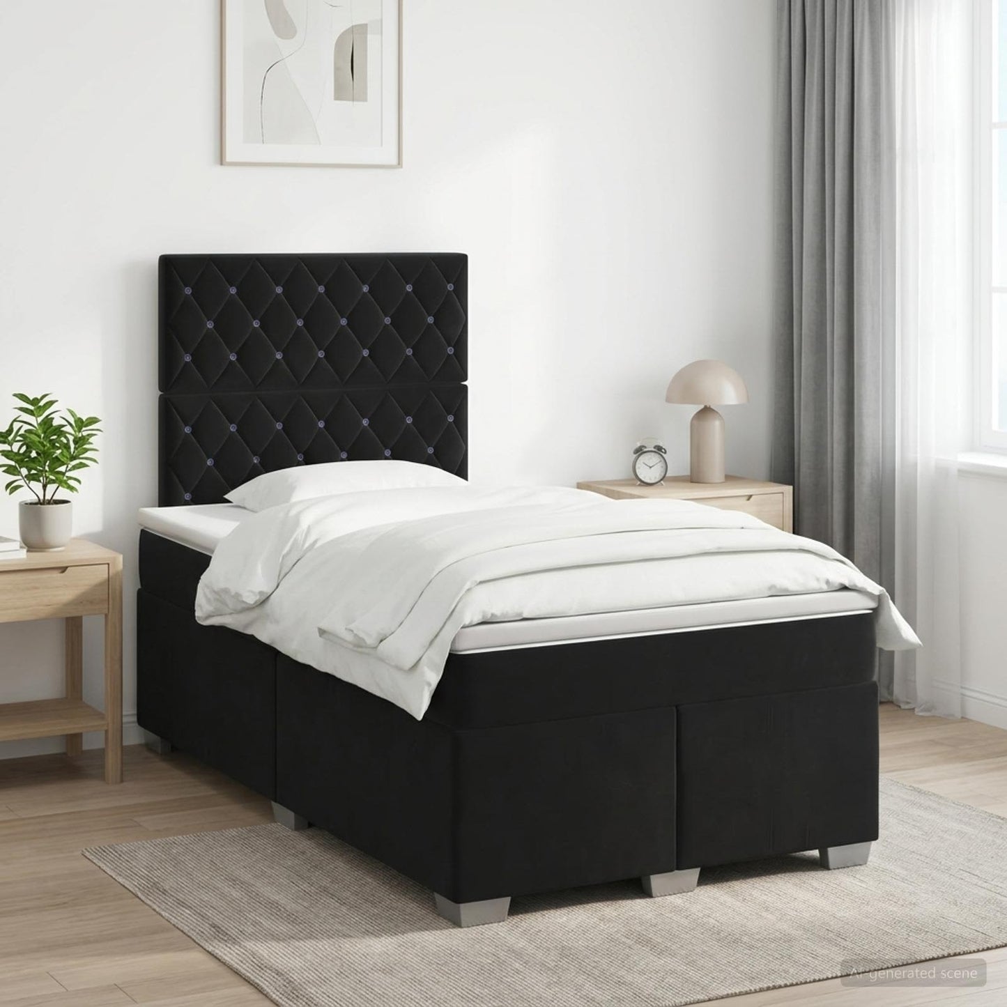 vidaXL Κρεβάτι box spring με στρώμα Μαύρο 120 x 190 cm Βελούδο