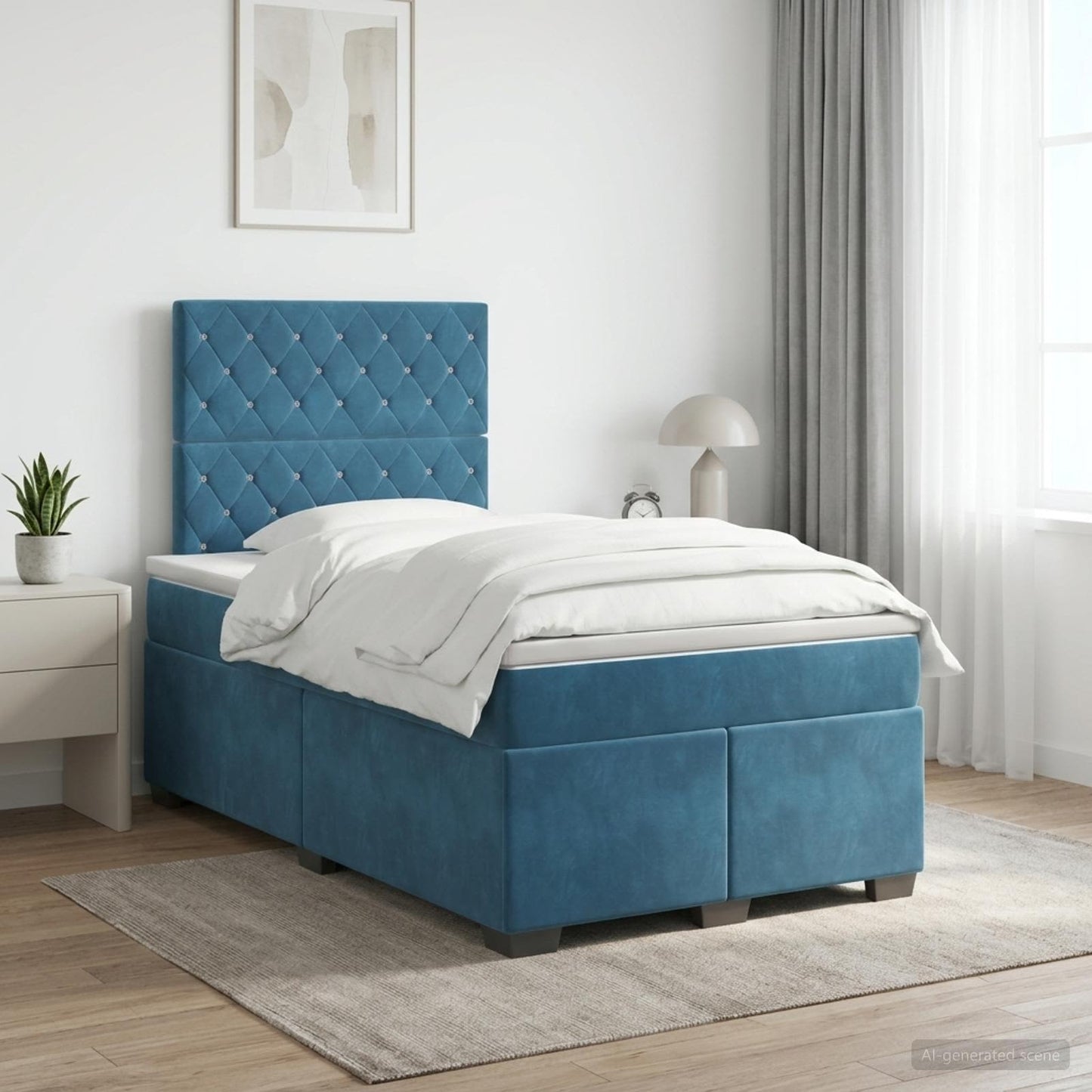 vidaXL Κρεβάτι box spring με στρώμα Μπλε 120 x 200 cm Βελούδο