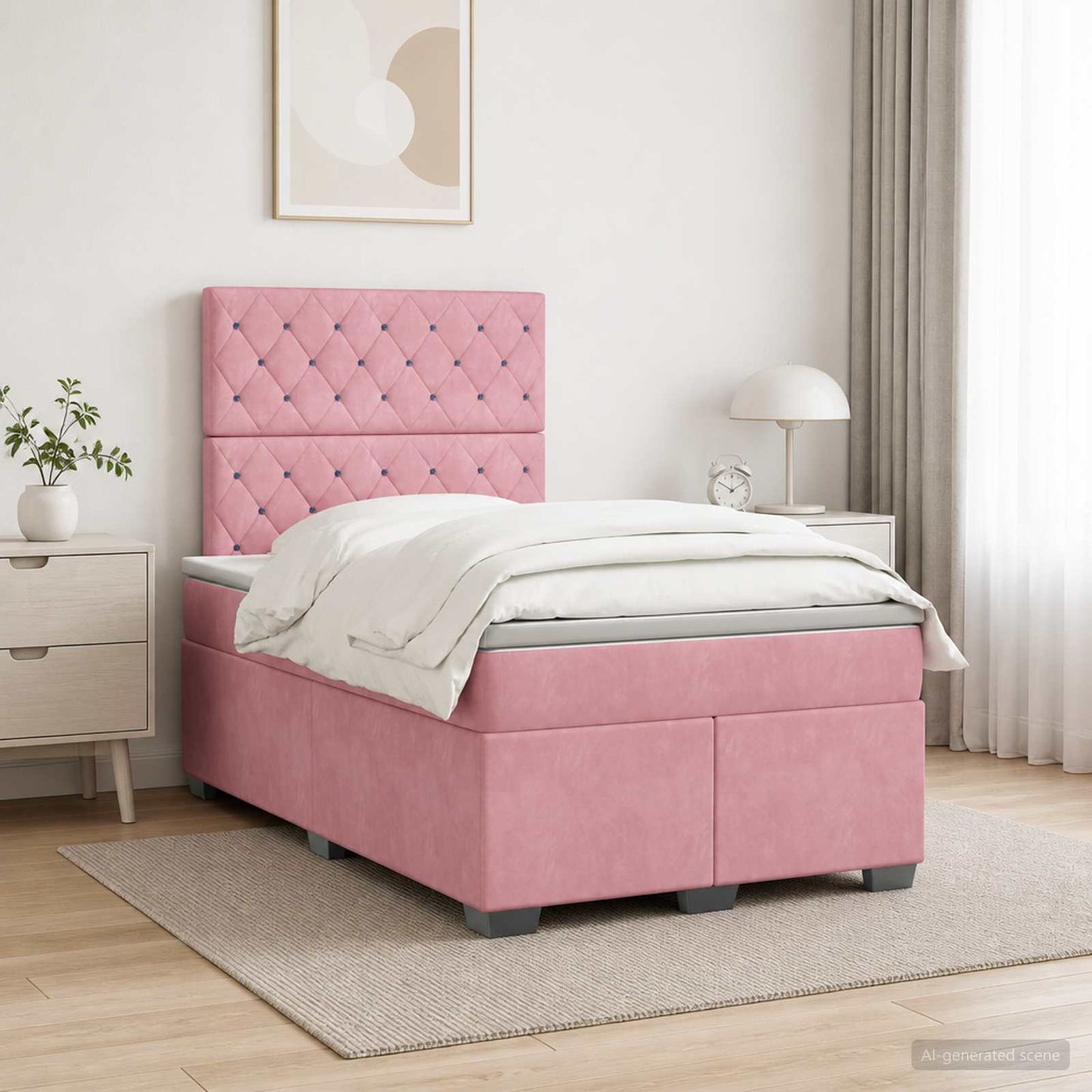vidaXL Κρεβάτι box spring με στρώμα Ροζ 120 x 200 cm Βελούδο