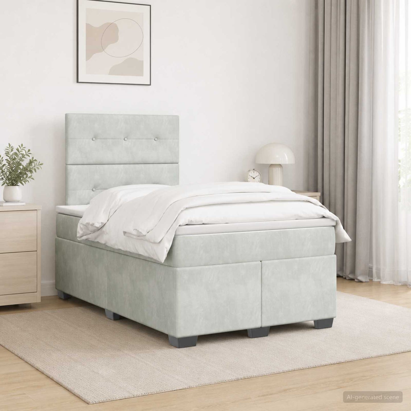 vidaXL Κρεβάτι box spring με στρώμα Ανοιχτό γκρι 120 x 200 cm Βελούδο