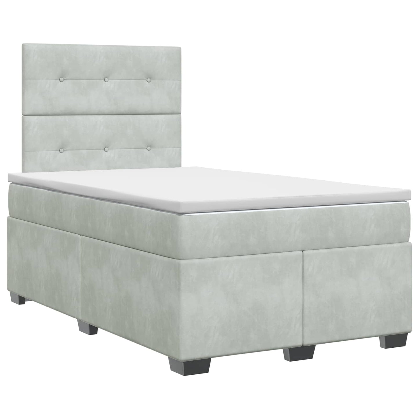 vidaXL Κρεβάτι box spring με στρώμα Ανοιχτό γκρι 120 x 190 cm Βελούδο