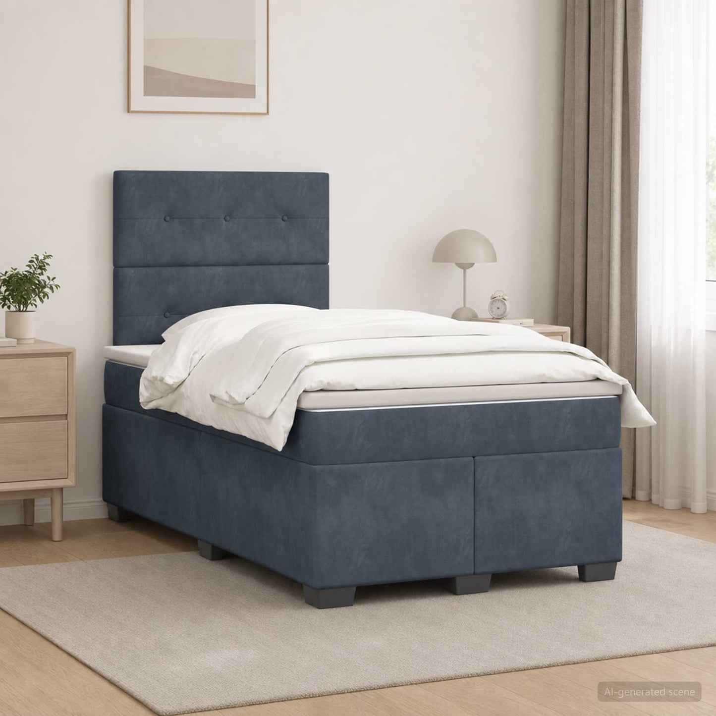 vidaXL Κρεβάτι box spring με στρώμα Σκούρο Γκρι 120 x 200 cm Βελούδο