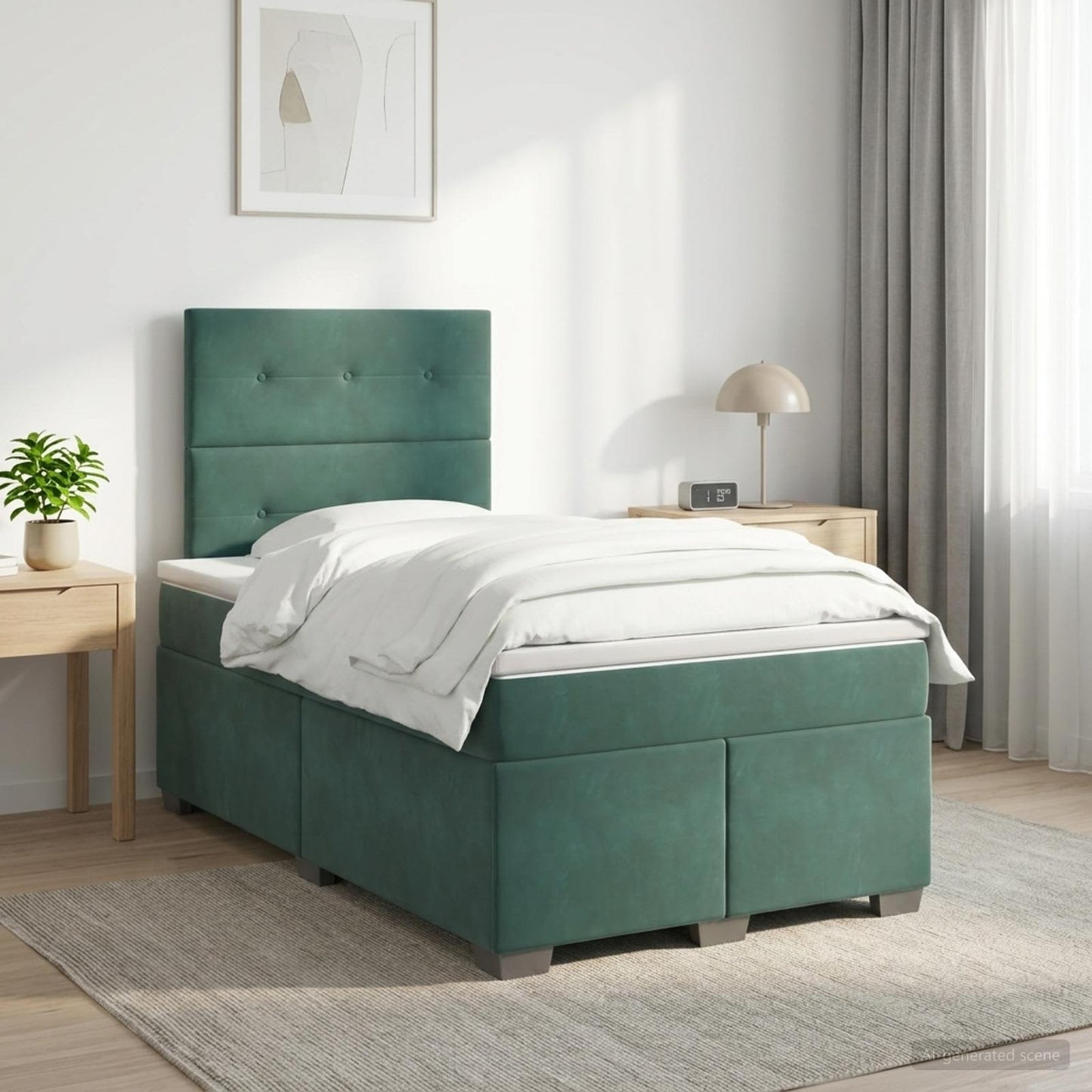 vidaXL Κρεβάτι box spring με στρώμα Σκούρο Πράσινο 120 x 200 cm
