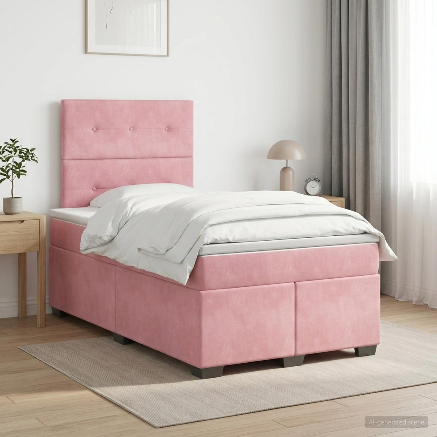 vidaXL Κρεβάτι box spring με στρώμα Ροζ 120 x 190 cm Βελούδο