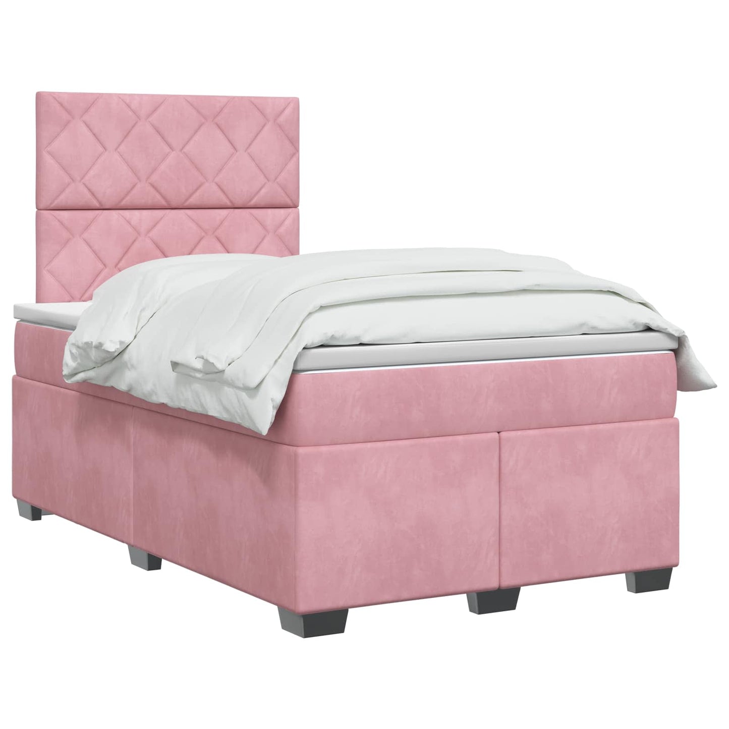 vidaXL Κρεβάτι box spring με στρώμα Ροζ 120 x 200 cm Βελούδο