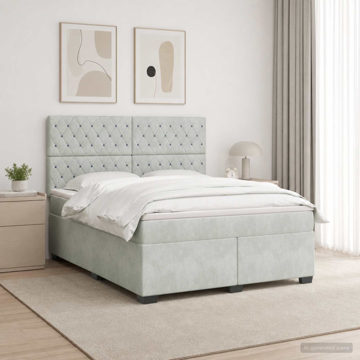 vidaXL Κρεβάτι box spring με στρώμα Ανοιχτό γκρι 180 x 200 cm Βελούδο