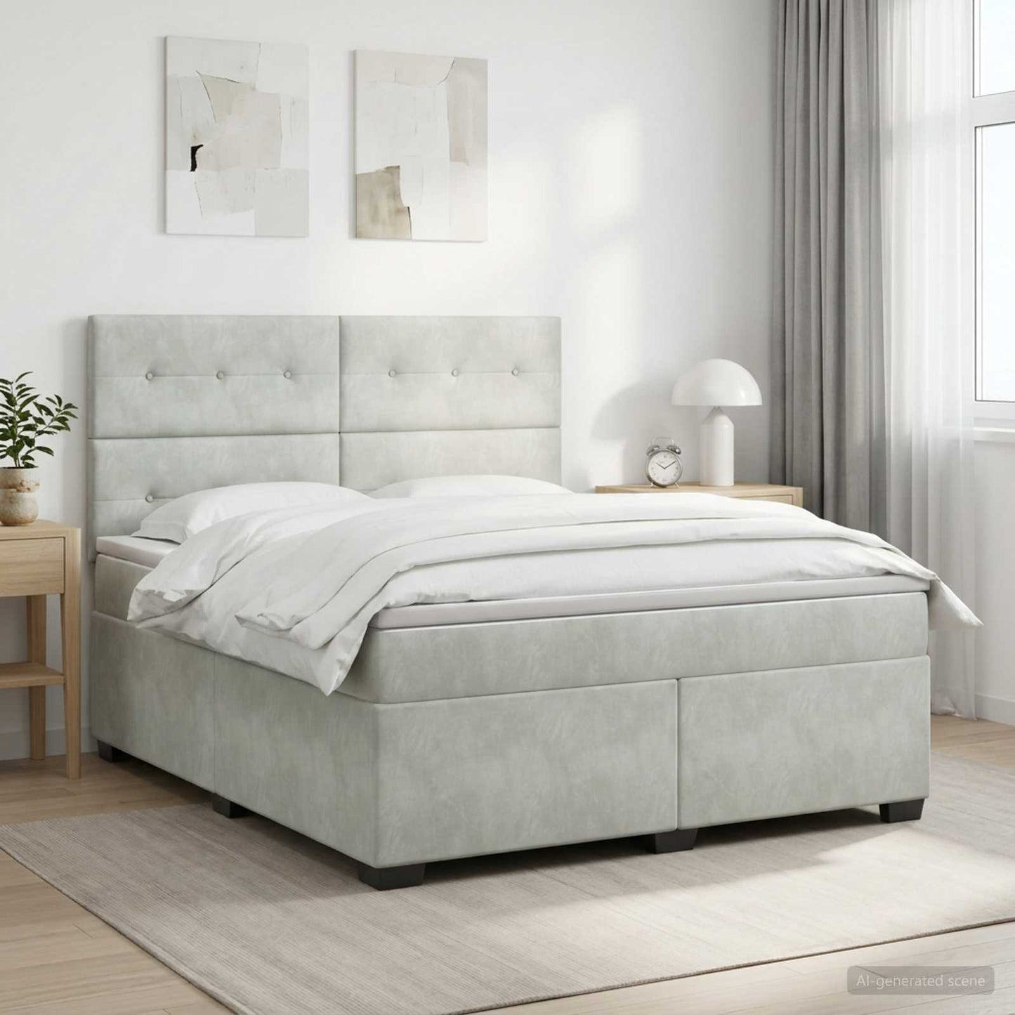 vidaXL Κρεβάτι box spring με στρώμα Ανοιχτό γκρι 180 x 200 cm Βελούδο