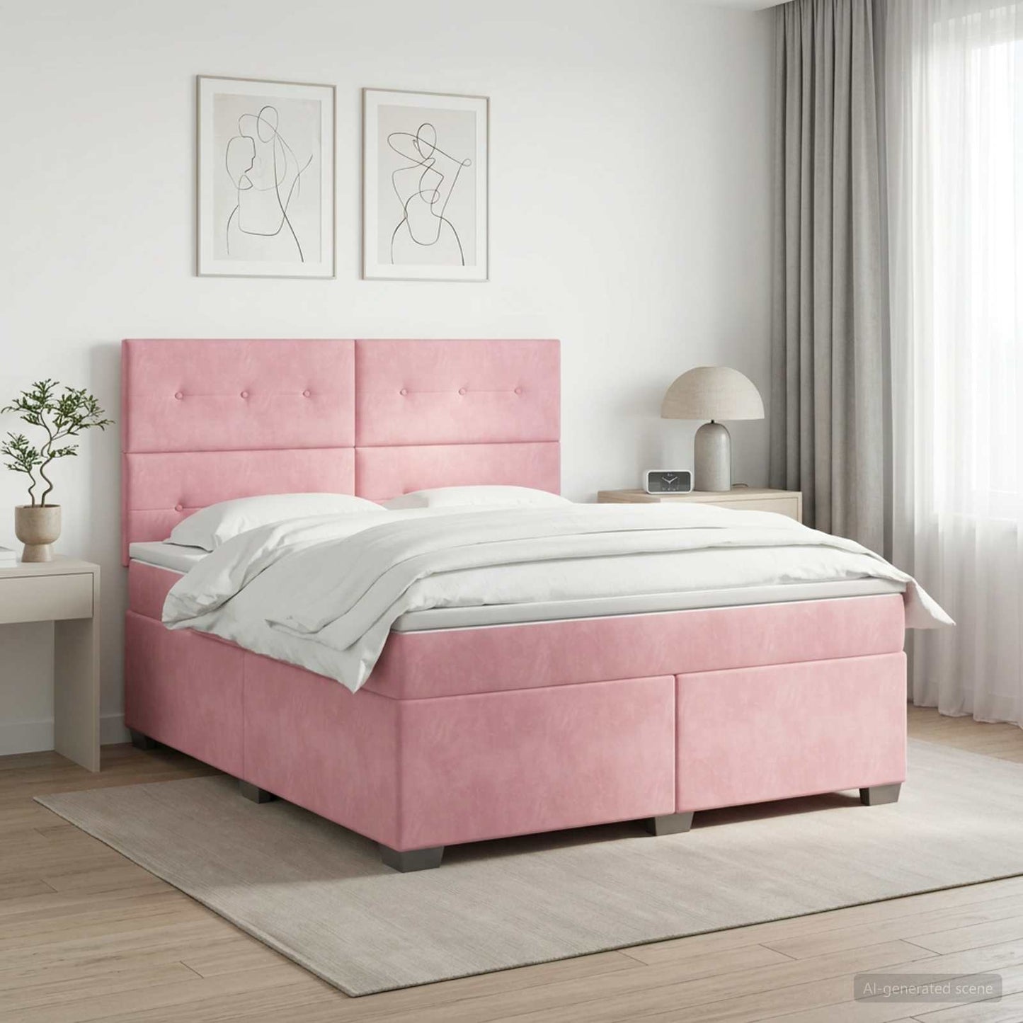 vidaXL Κρεβάτι box spring με στρώμα Ροζ 140 x 200 cm Βελούδο