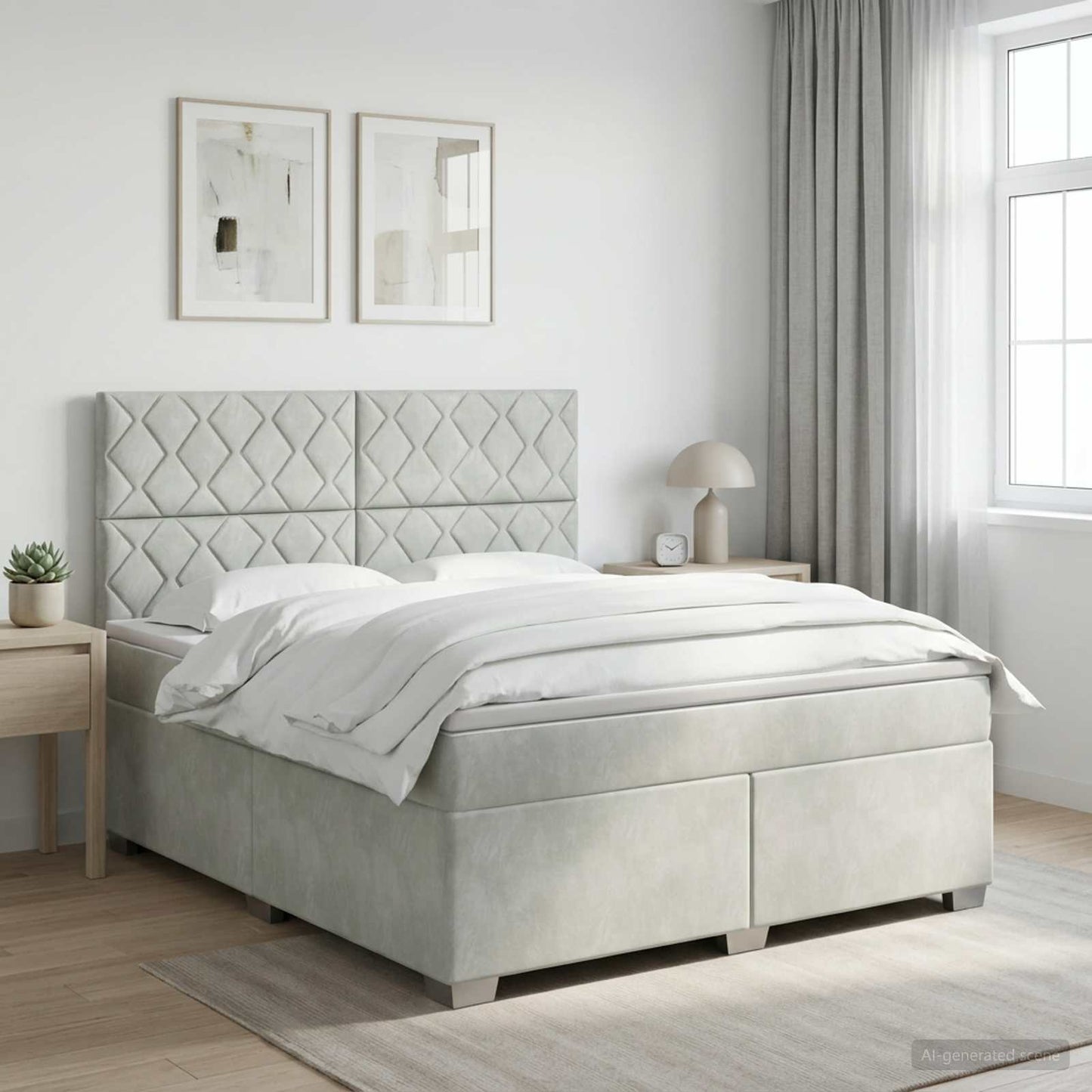 vidaXL Κρεβάτι box spring με στρώμα Ανοιχτό γκρι 180 x 200 cm Βελούδο