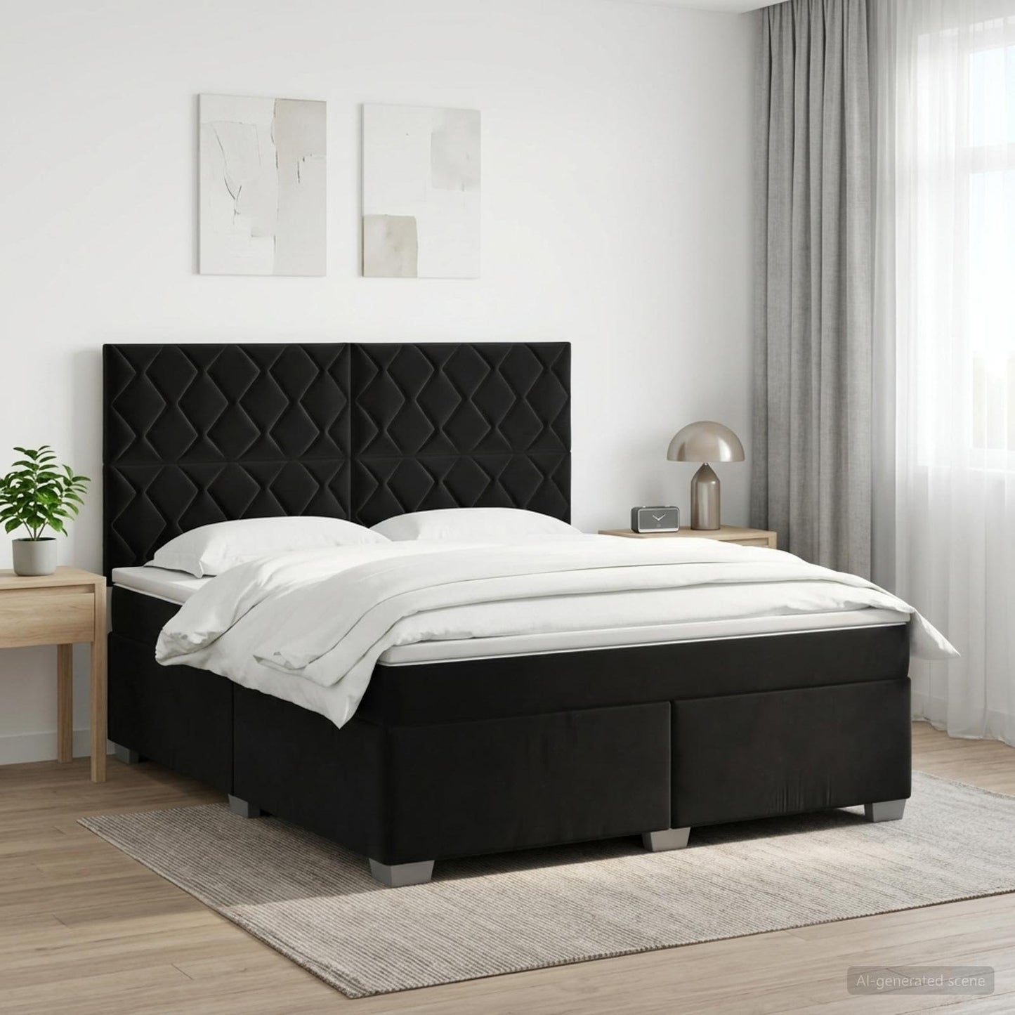 vidaXL Κρεβάτι box spring με στρώμα Μαύρο 140 x 190 cm Βελούδο