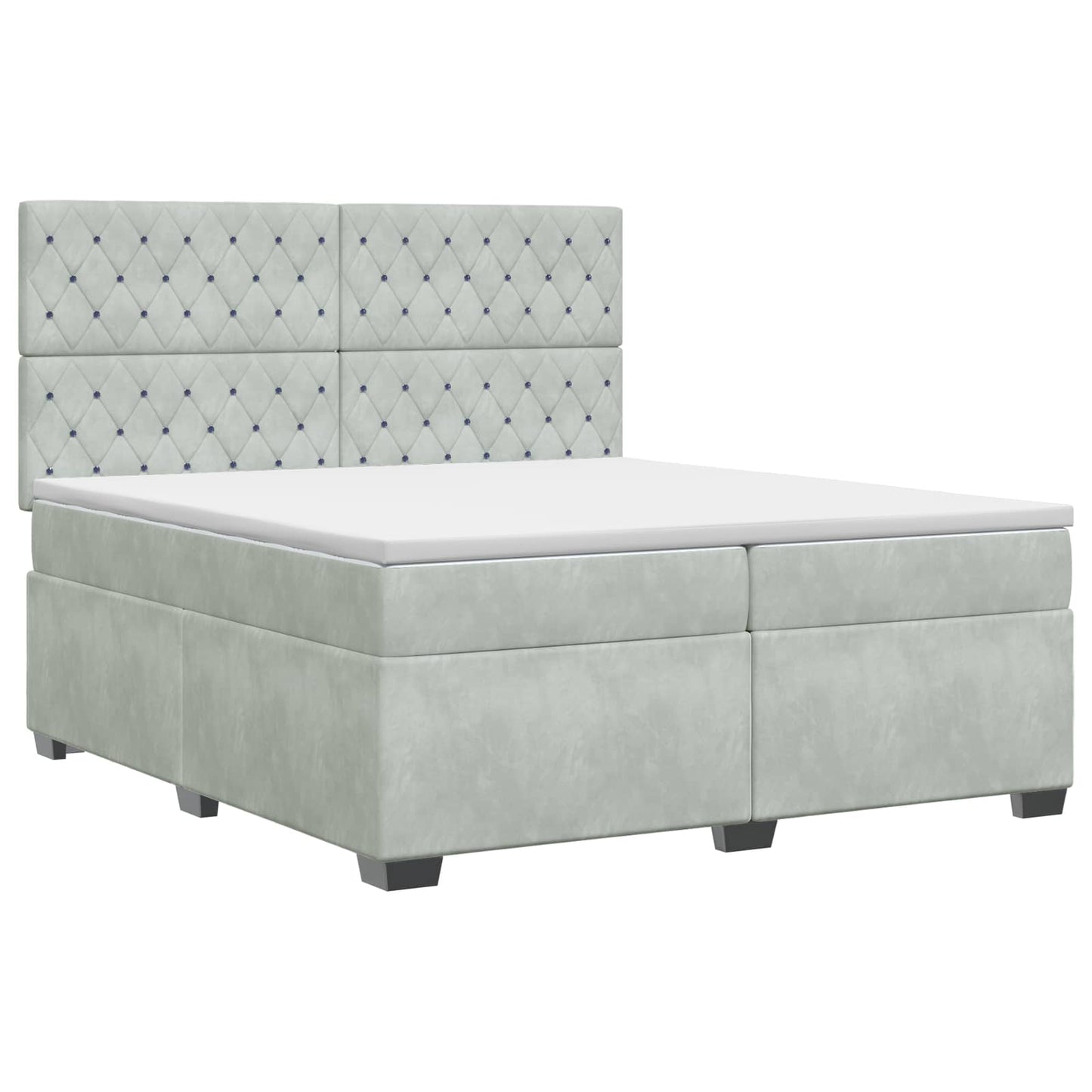 vidaXL Κρεβάτι box spring με στρώμα Ανοιχτό γκρι 200 x 200 cm Βελούδο