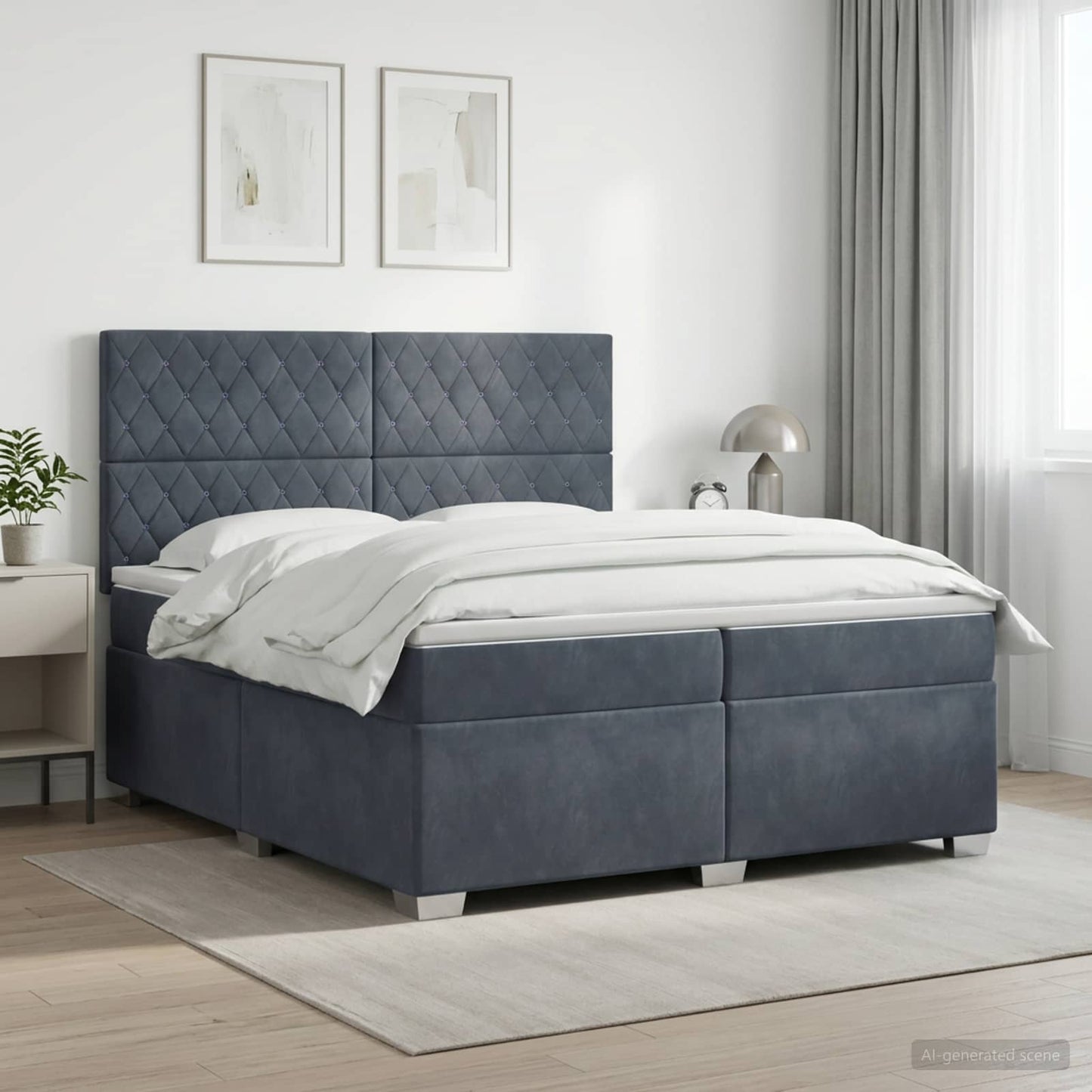 vidaXL Κρεβάτι box spring με στρώμα Σκούρο Γκρι 200 x 200 cm Βελούδο