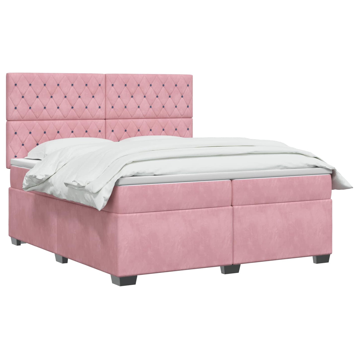 vidaXL Κρεβάτι box spring με στρώμα Ροζ 200 x 200 cm Βελούδο