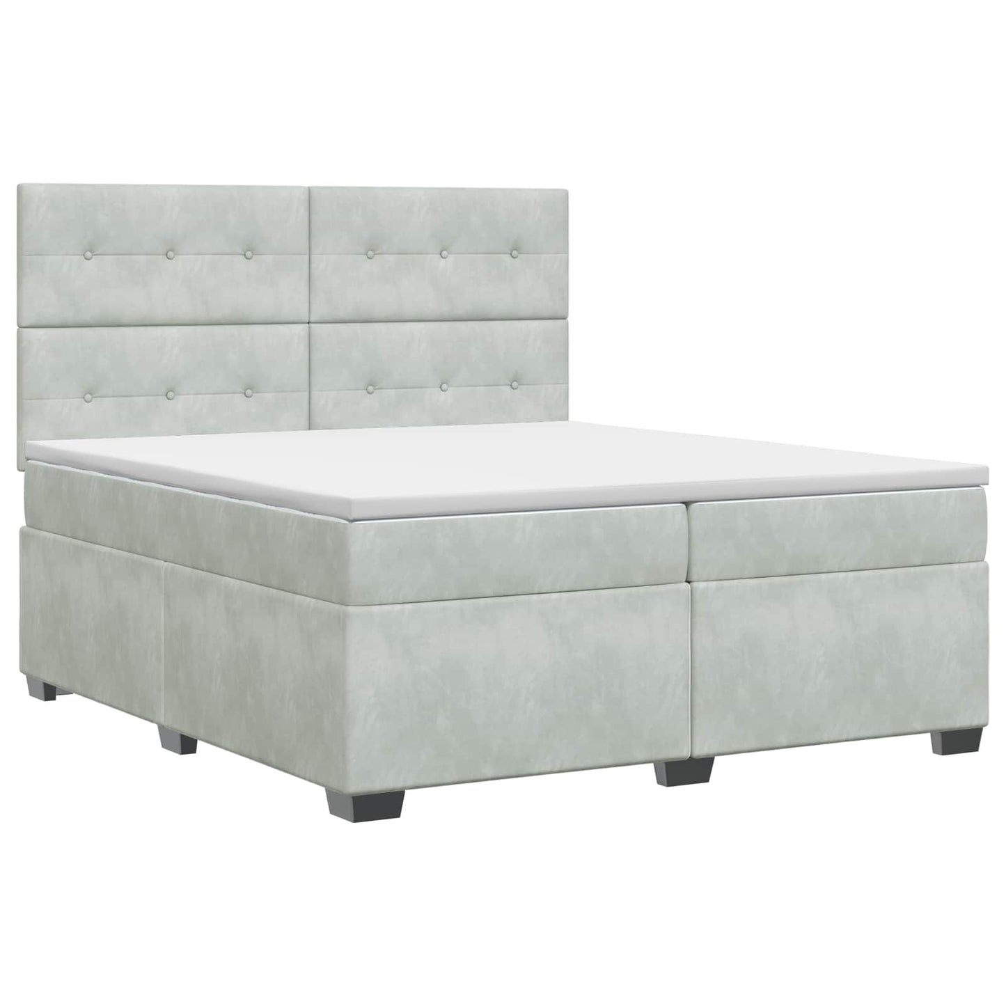 vidaXL Κρεβάτι box spring με στρώμα Ανοιχτό γκρι 200 x 200 cm Βελούδο