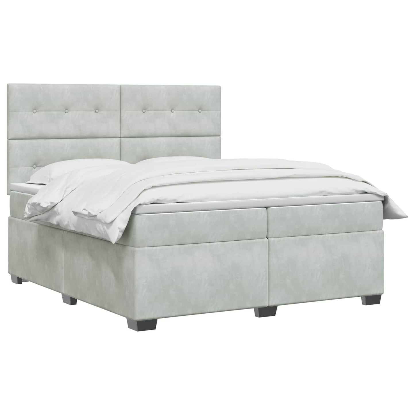 vidaXL Κρεβάτι box spring με στρώμα Ανοιχτό γκρι 200 x 200 cm Βελούδο
