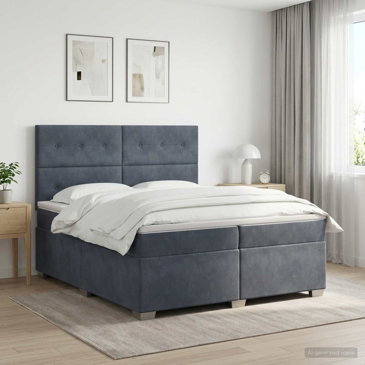 vidaXL Κρεβάτι box spring με στρώμα Σκούρο Γκρι 200 x 200 cm Βελούδο