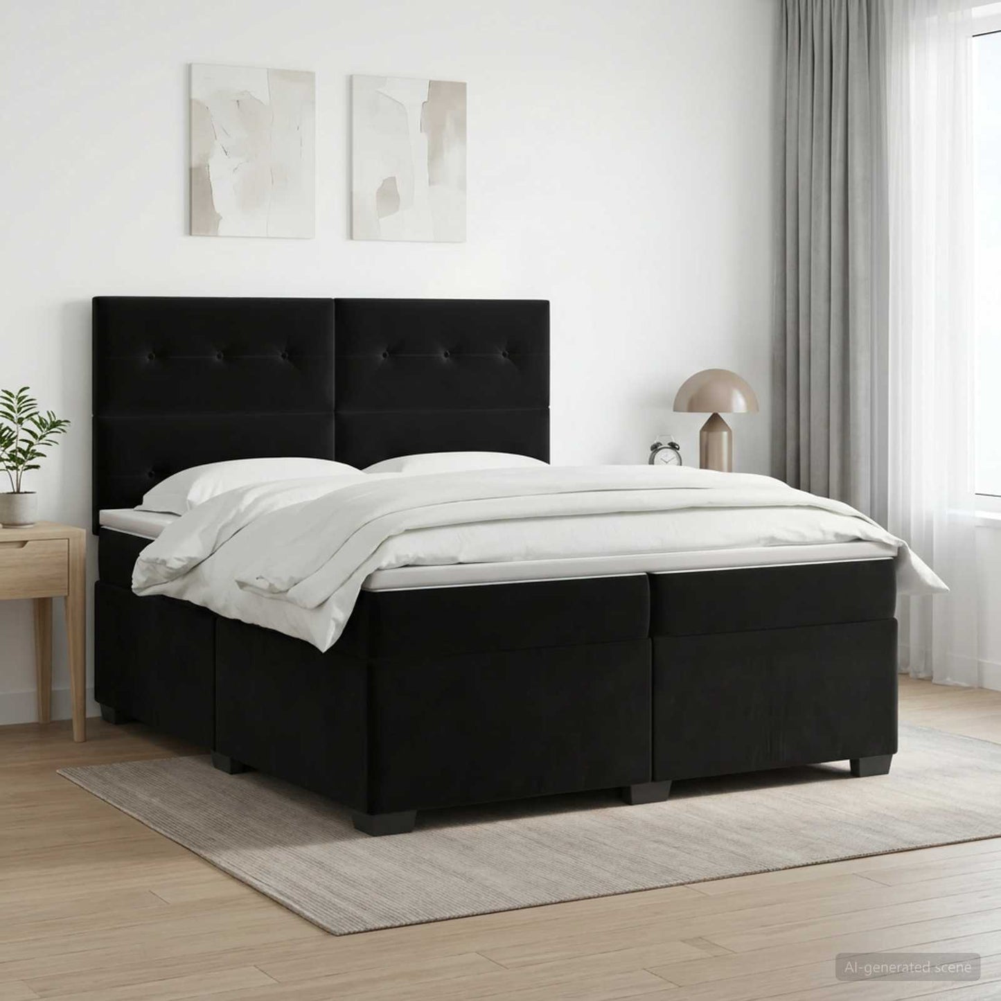 vidaXL Κρεβάτι box spring με στρώμα Μαύρο 200 x 200 cm Βελούδο