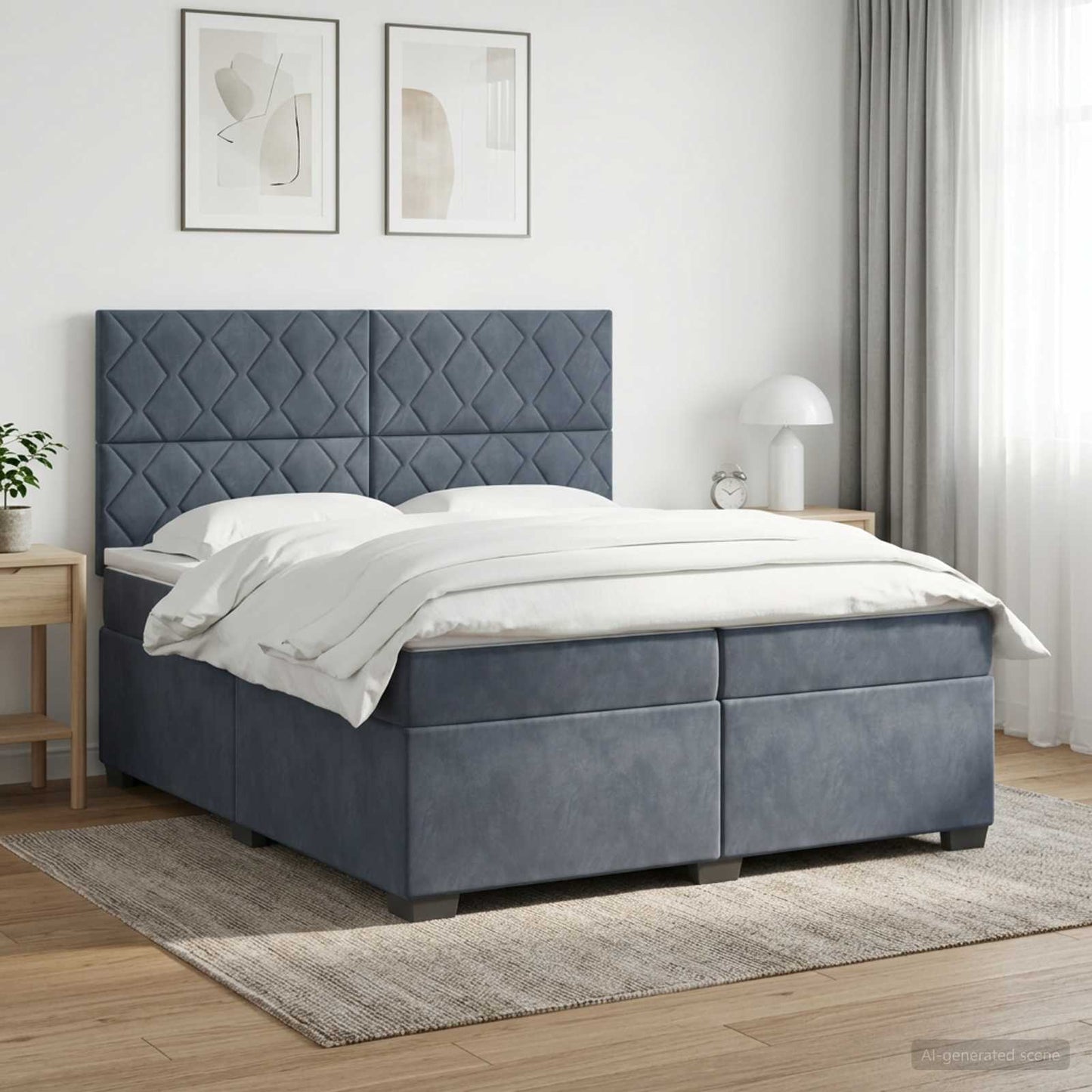 vidaXL Κρεβάτι box spring με στρώμα Σκούρο Γκρι 200 x 200 cm Βελούδο