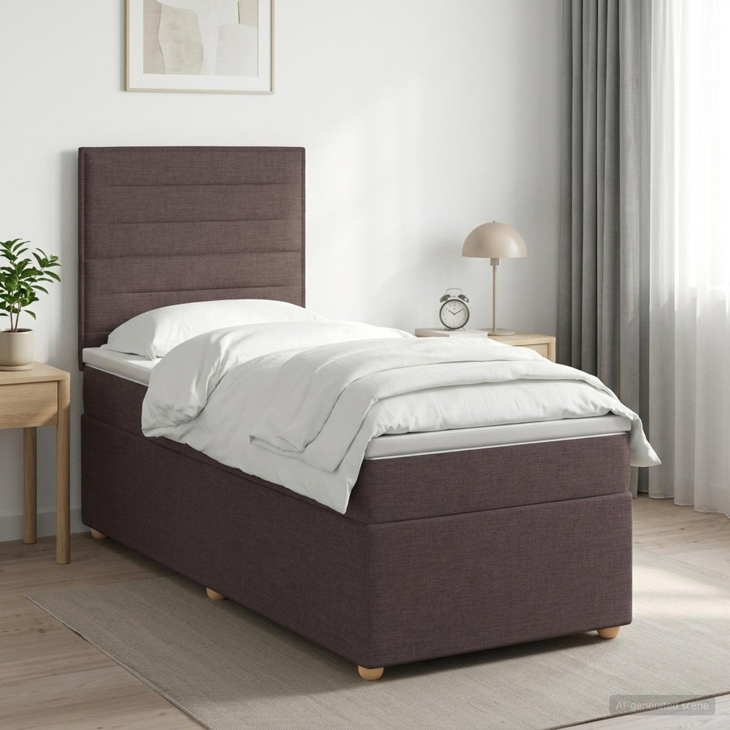 vidaXL Κρεβάτι box spring με στρώμα Σκούρο Καφέ 80 x 200 cm Ύφασμα