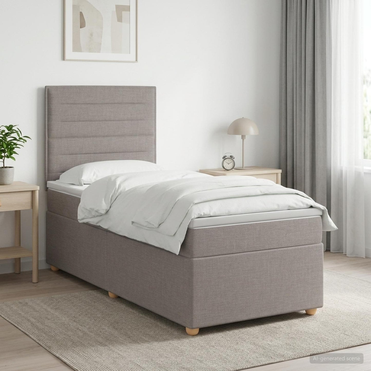 vidaXL Κρεβάτι box spring με στρώμα Taupe 80 x 200 cm Ύφασμα