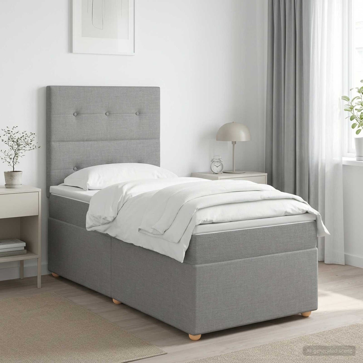 vidaXL Κρεβάτι box spring με στρώμα Ανοιχτό γκρι 90 x 190 cm Ύφασμα