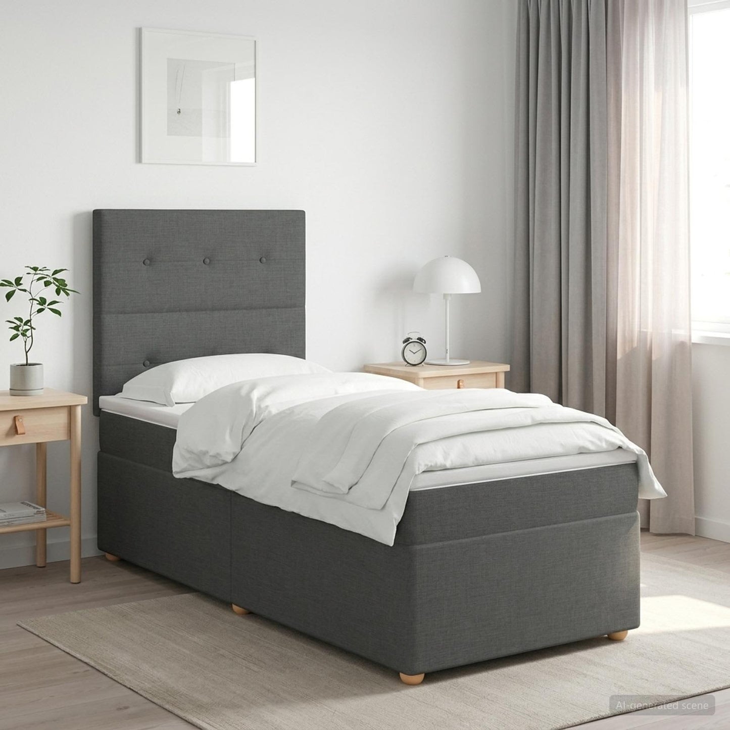 vidaXL Κρεβάτι box spring με στρώμα Σκούρο Γκρι 100 x 200 cm Ύφασμα